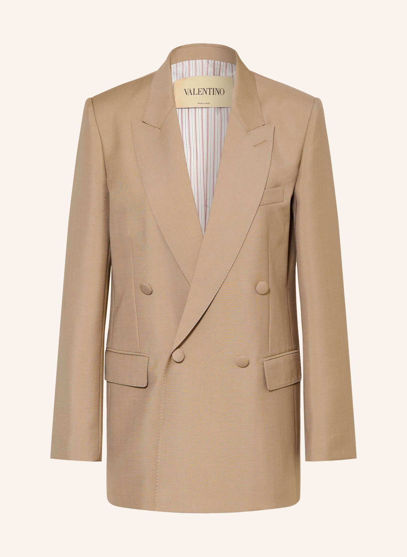 VALENTINO SOLID Long blazer with Mohair: BEIGE