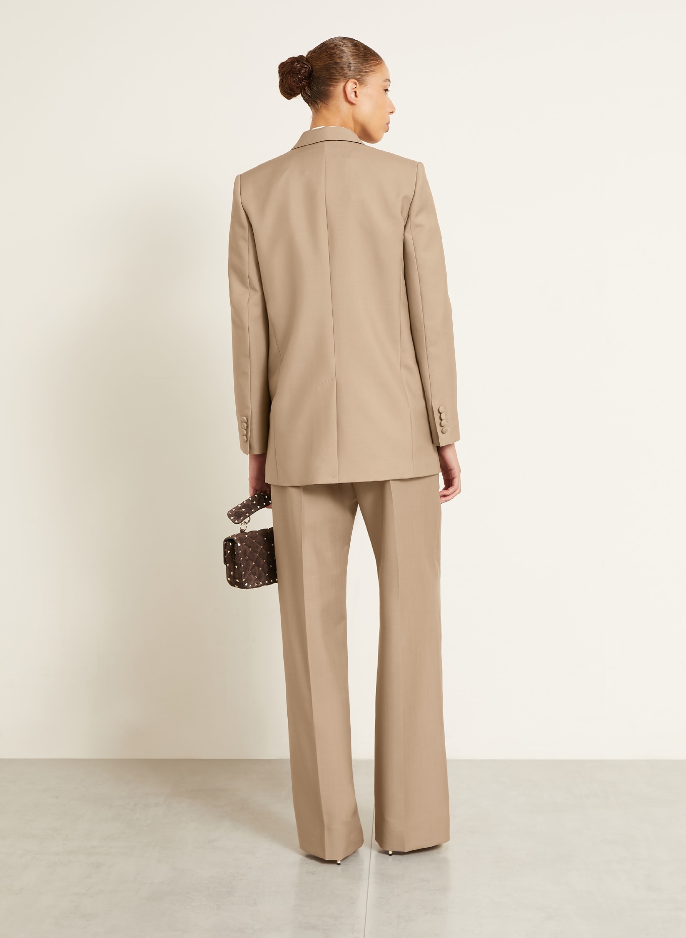 VALENTINO SOLID Long blazer with Mohair: BEIGE