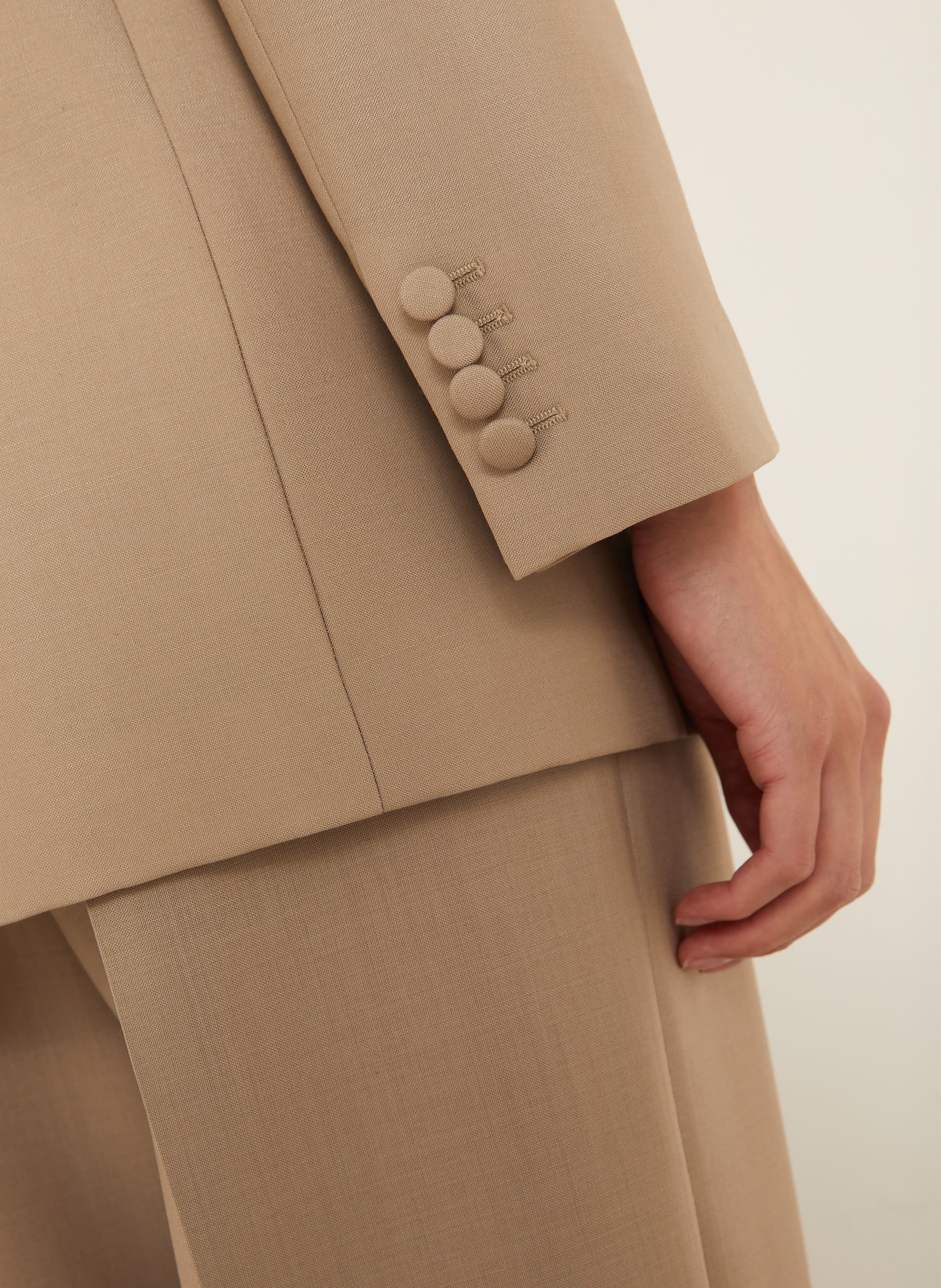 VALENTINO SOLID Long blazer with Mohair: BEIGE