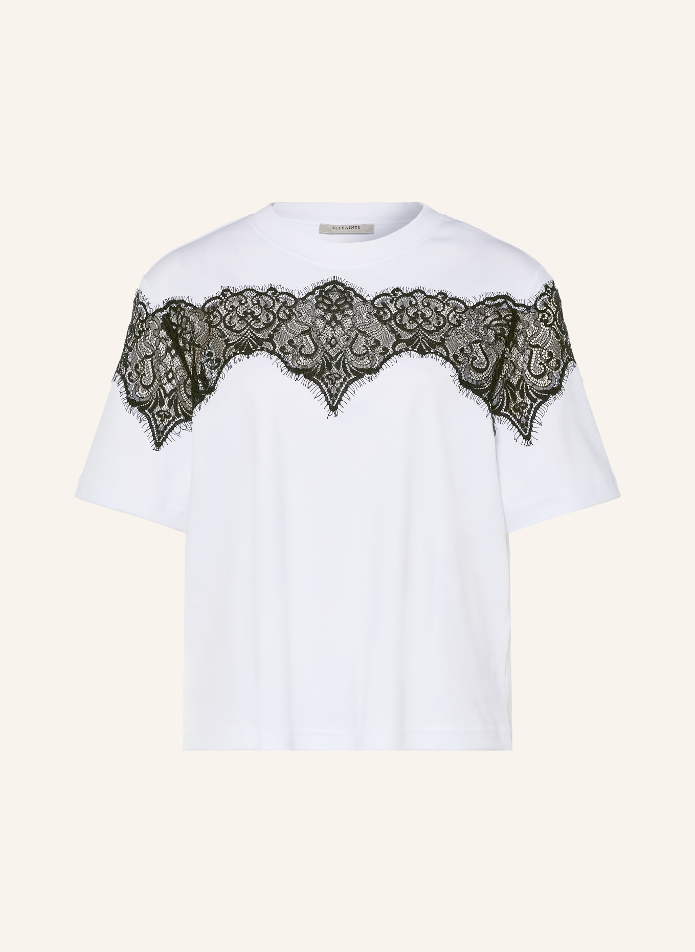 ALLSAINTS LISA T-shirt with lace: WHITE / BLACK