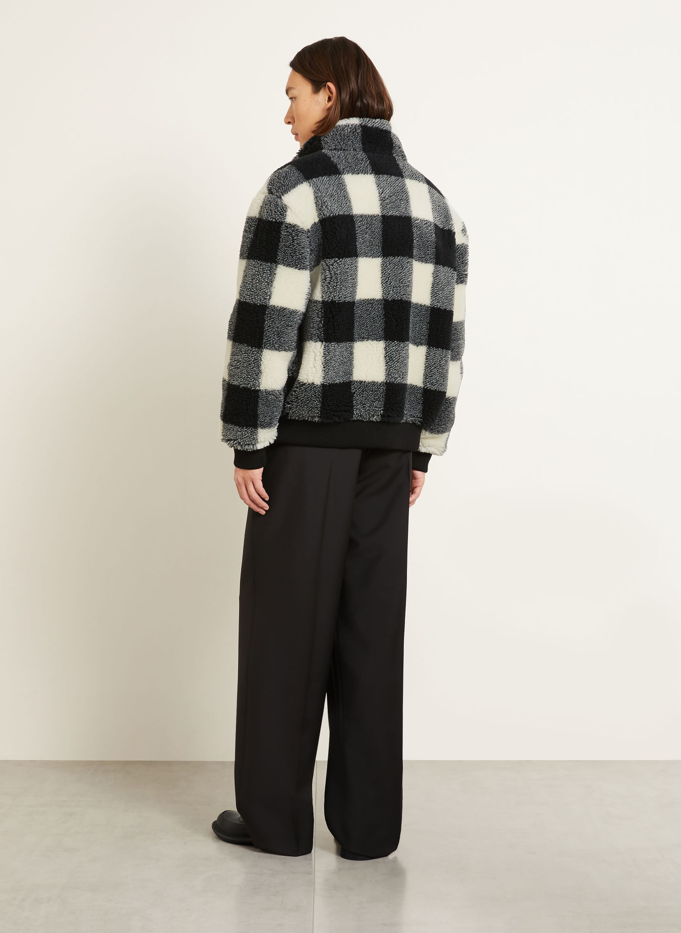 GIVENCHY Teddyfell-Blouson: SCHWARZ / GRAU / WEISS