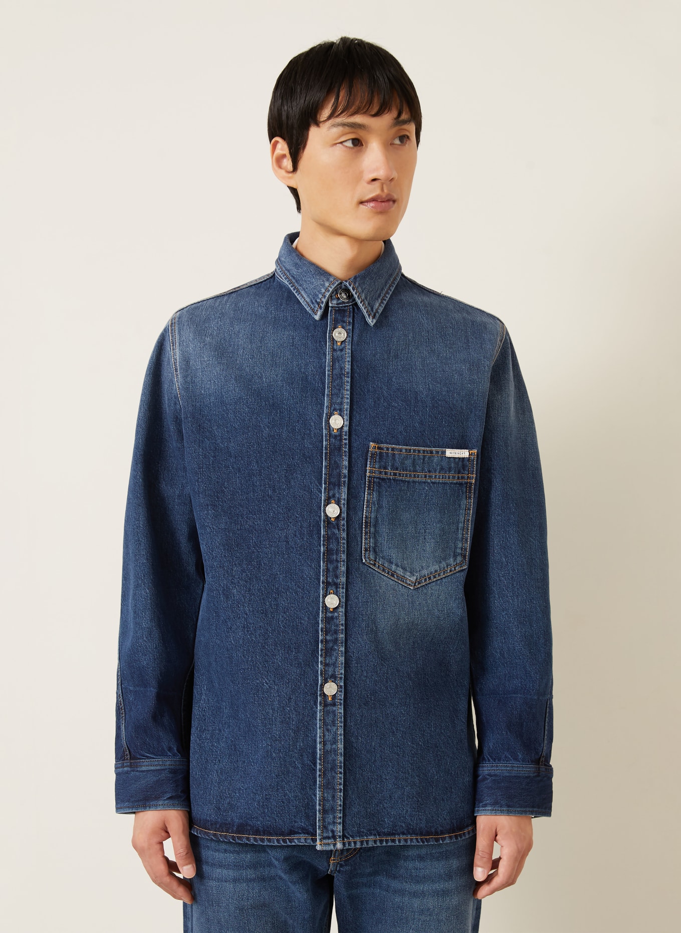 GIVENCHY Jeansskjorte i afslappet pasform: BLÅ