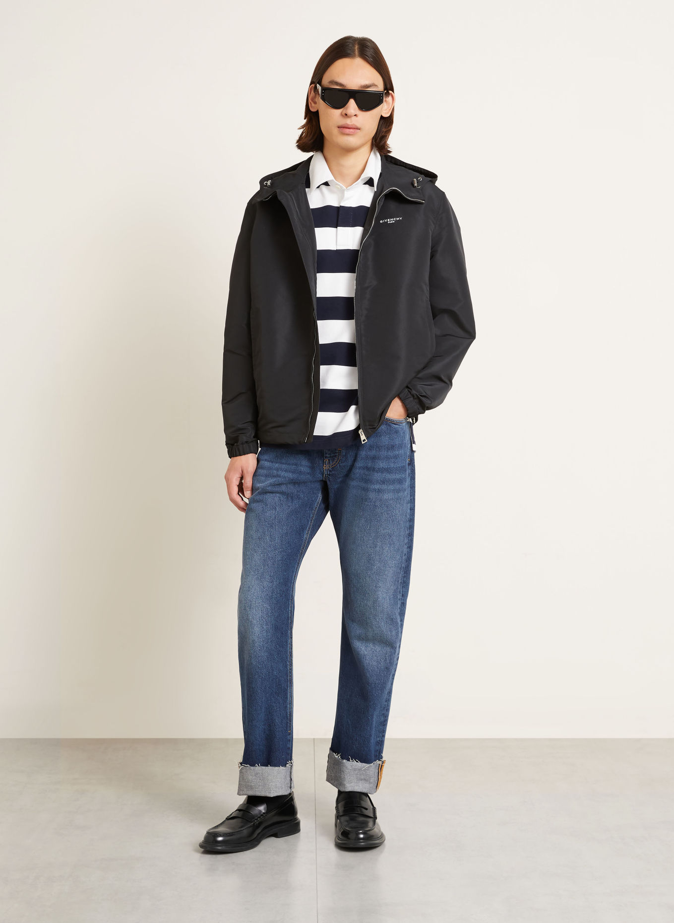 GIVENCHY Sweat-Poloshirt Regular Fit: DUNKELBLAU / WEISS