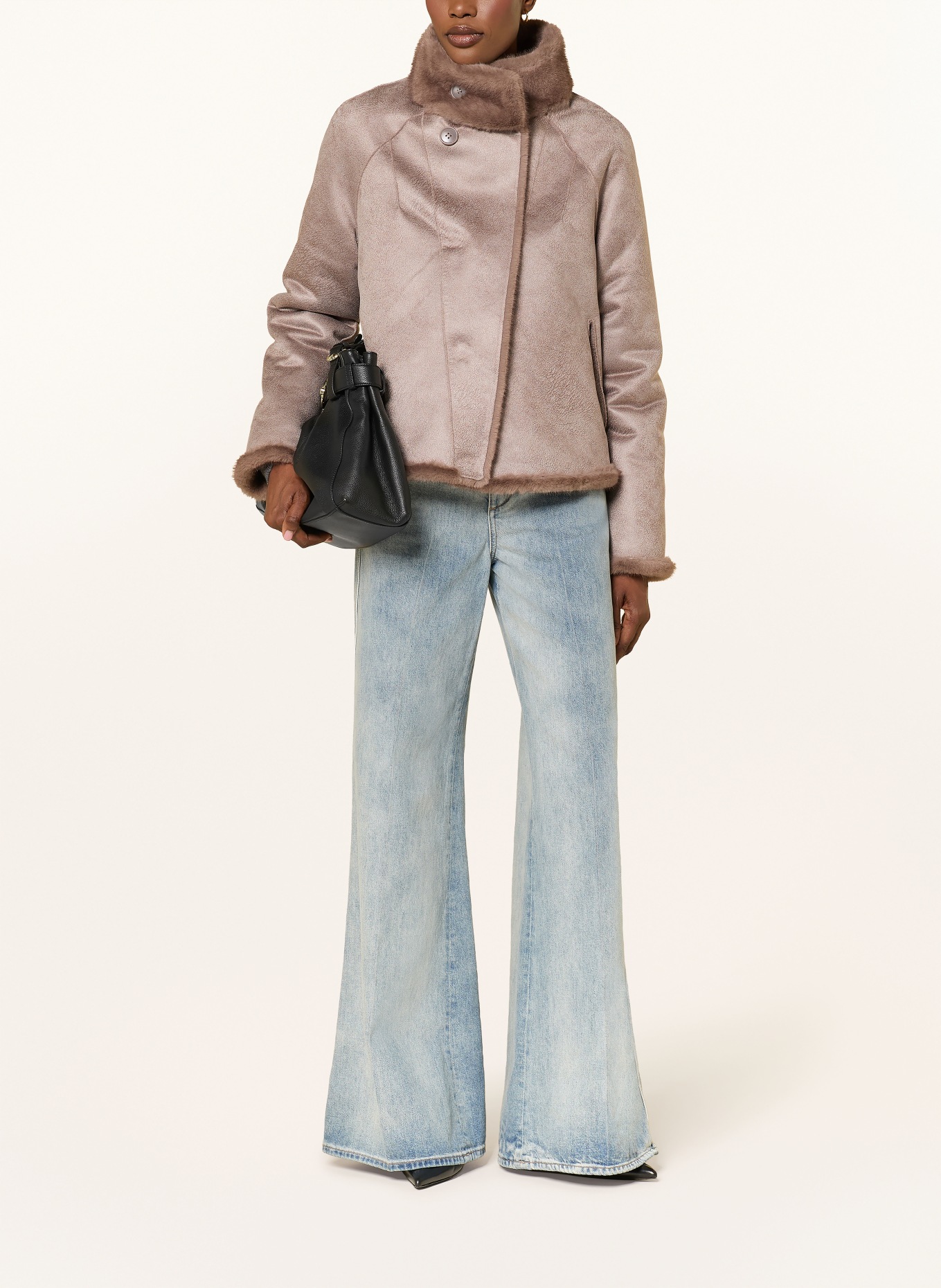 STUDIO AR Kunstfell-Jacke MALLOW zum Wenden: TAUPE