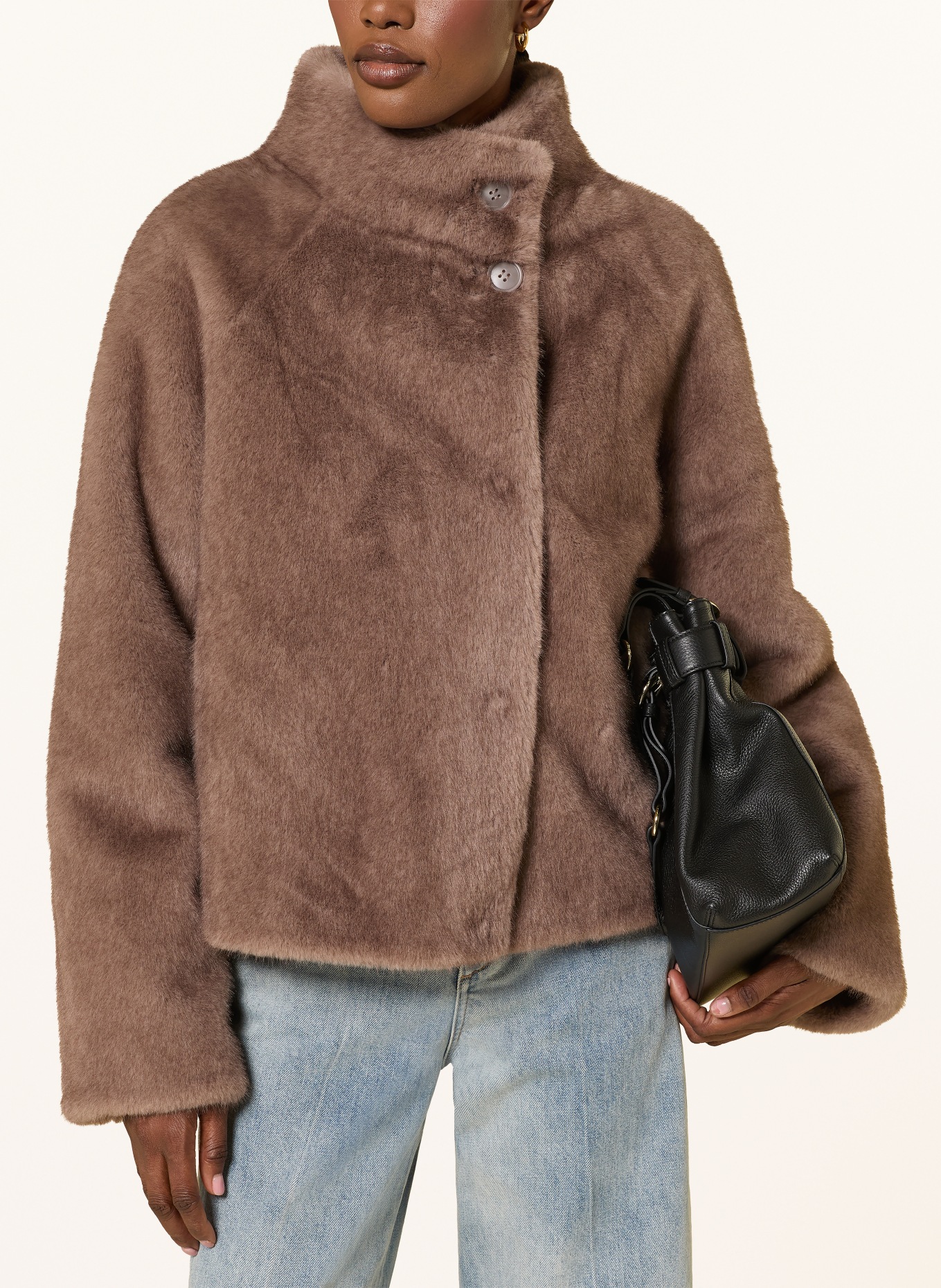 STUDIO AR Kunstfell-Jacke MALLOW zum Wenden: TAUPE