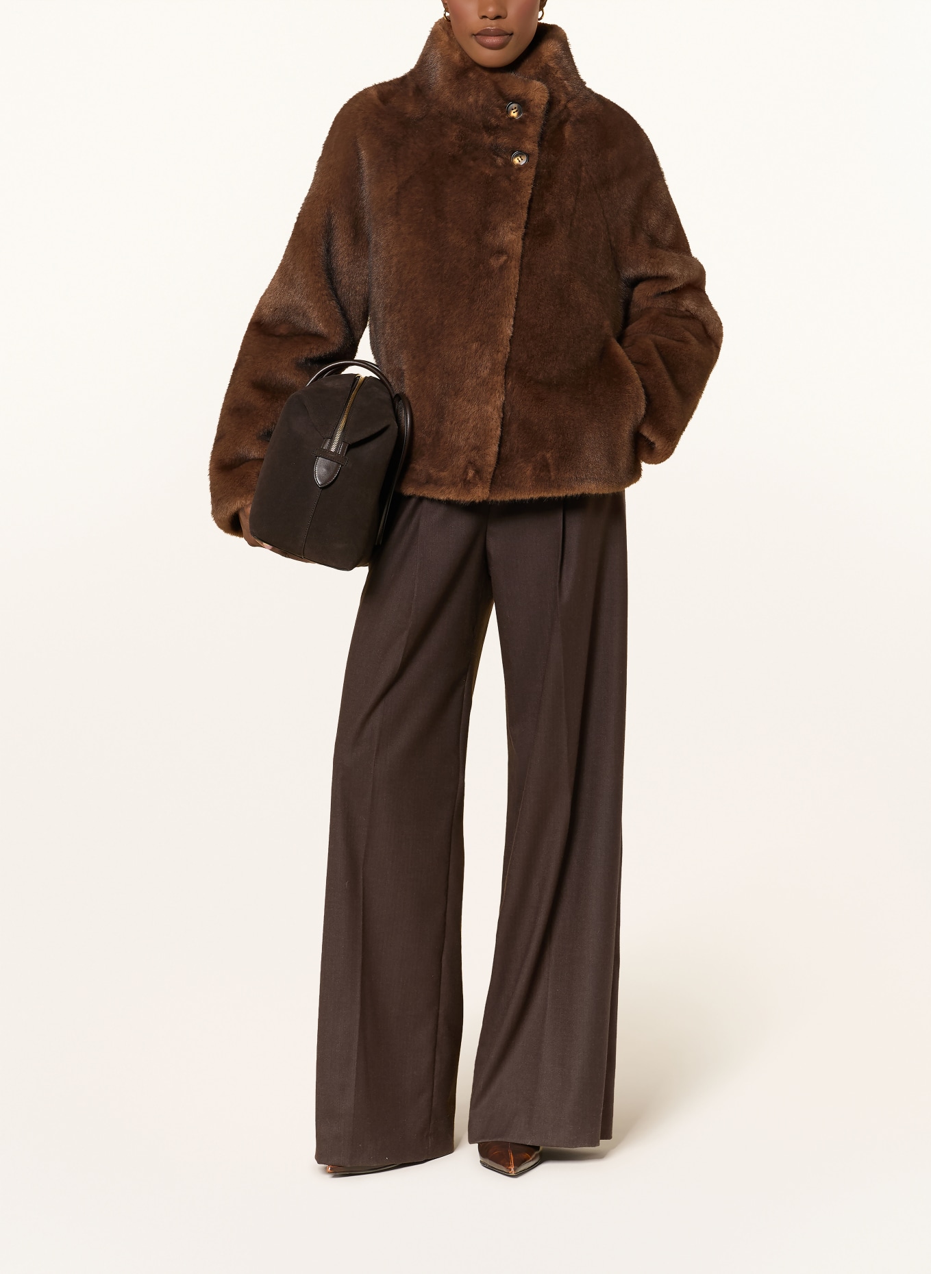 STUDIO AR Kunstfell-Jacke MALLOW zum Wenden: DUNKELBRAUN