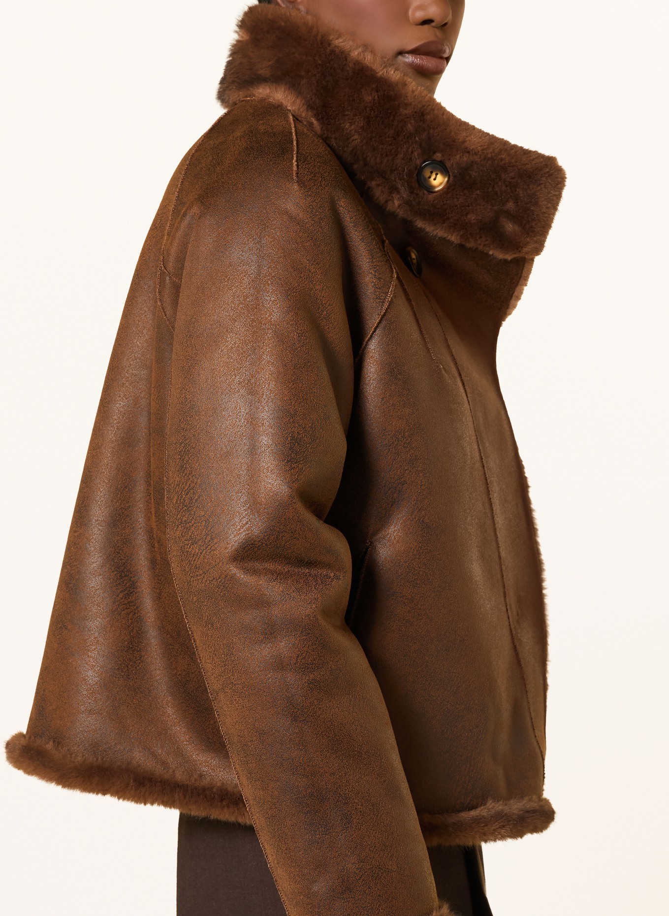 STUDIO AR Kunstfell-Jacke MALLOW zum Wenden: DUNKELBRAUN