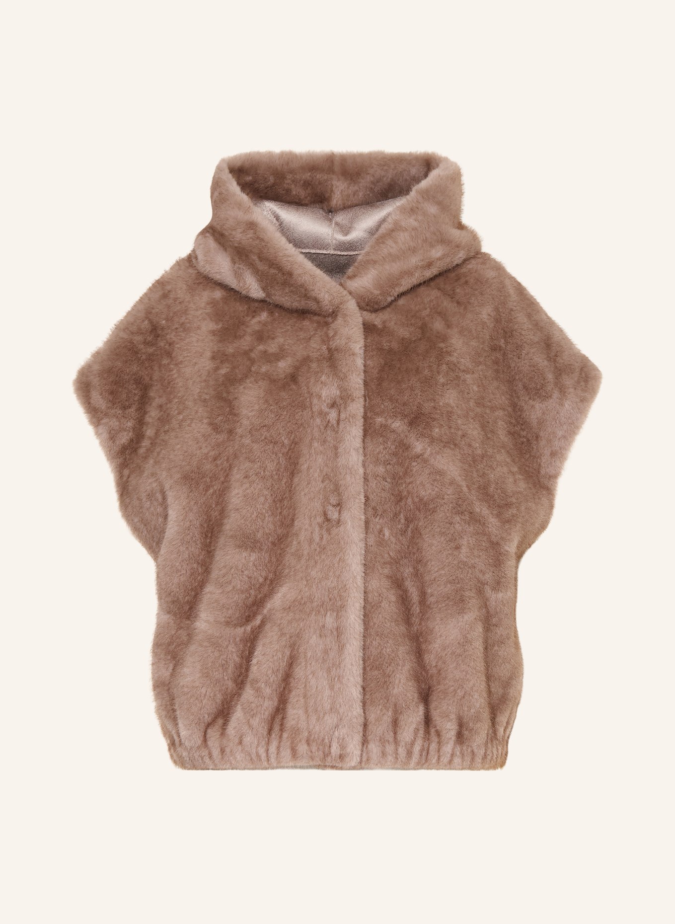 STUDIO AR Omkeerbare bodywarmer van imitatiebont OLENA: TAUPE