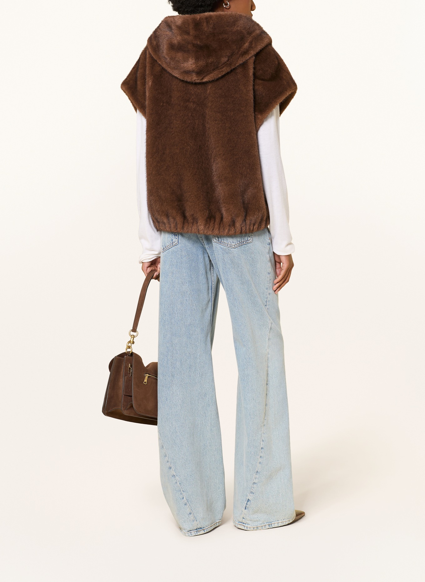 STUDIO AR Omkeerbare bodywarmer van imitatiebont OLENA: MARRON FONCÉ