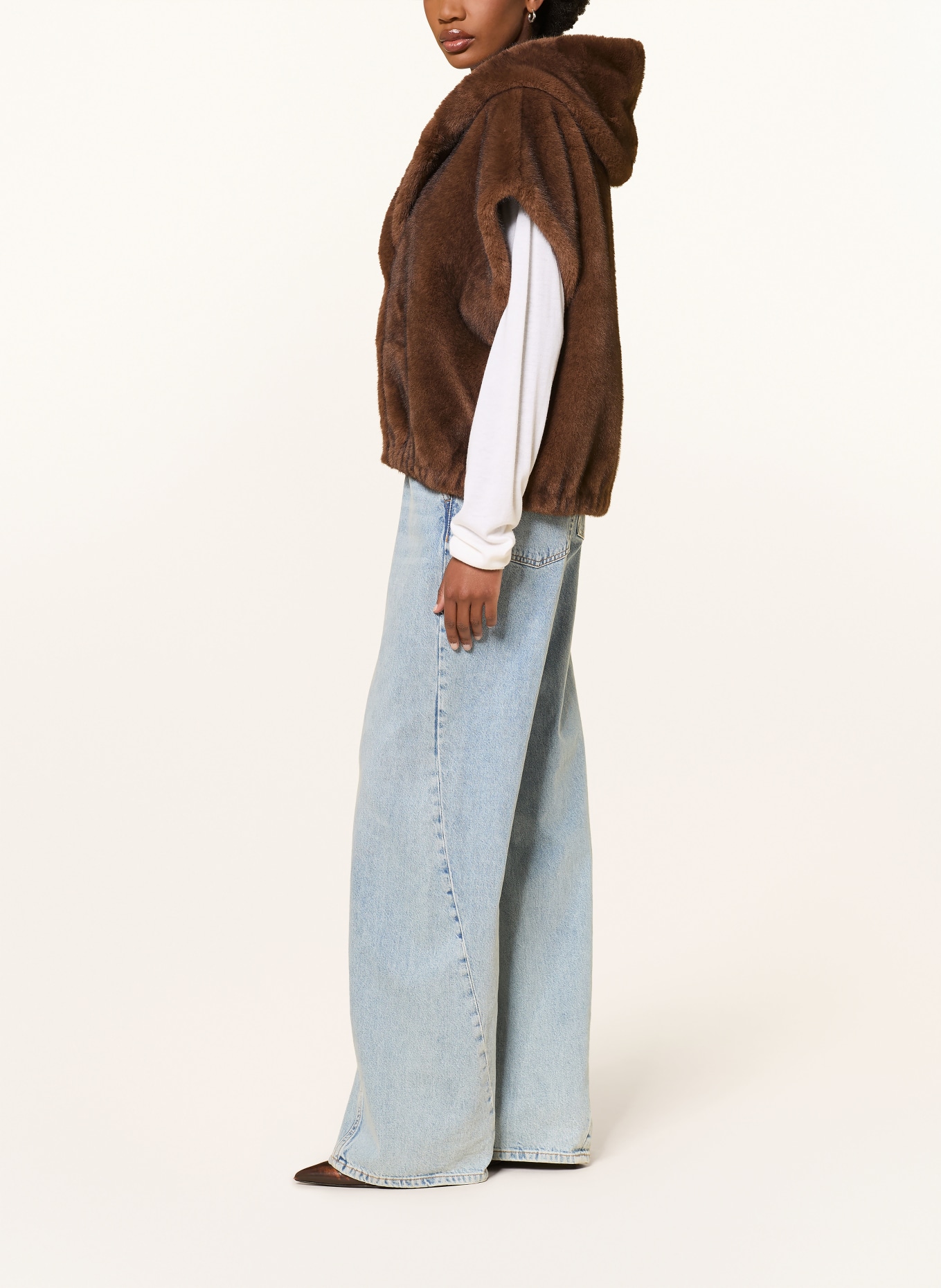 STUDIO AR Omkeerbare bodywarmer van imitatiebont OLENA: MARRON FONCÉ