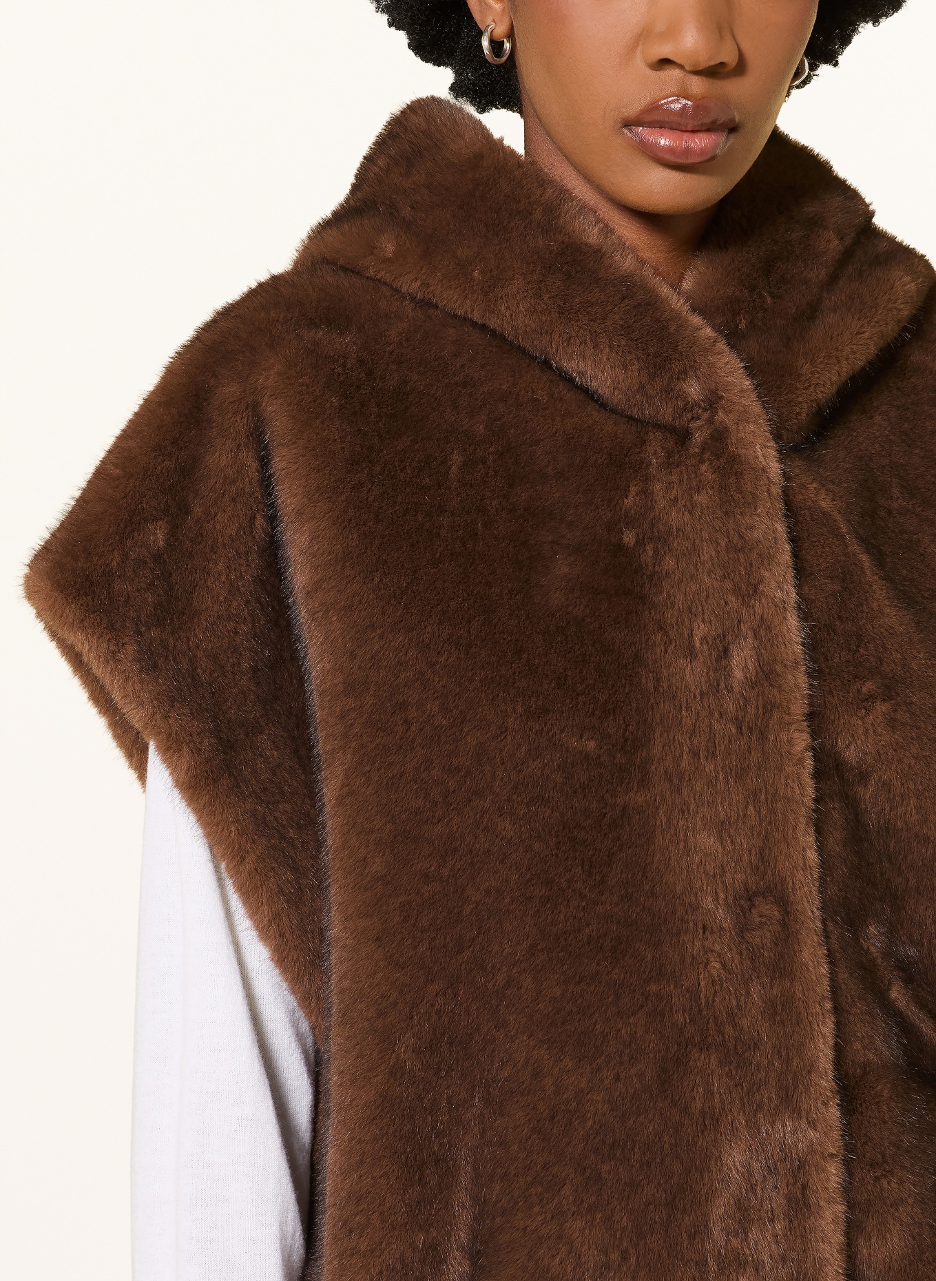 STUDIO AR Omkeerbare bodywarmer van imitatiebont OLENA: MARRON FONCÉ