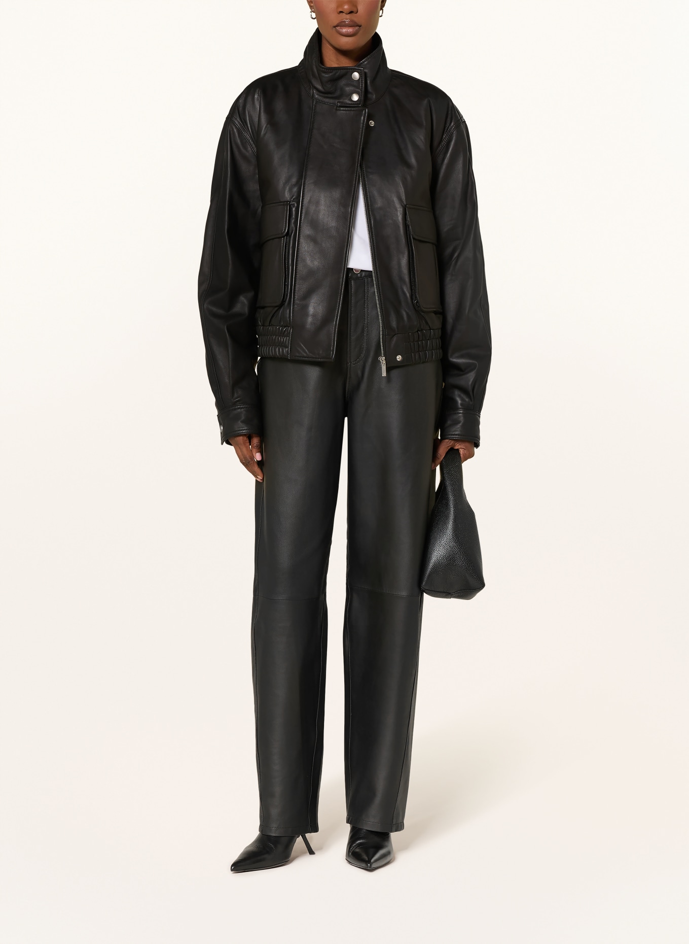 STUDIO AR Lederjacke WILLOW: SCHWARZ
