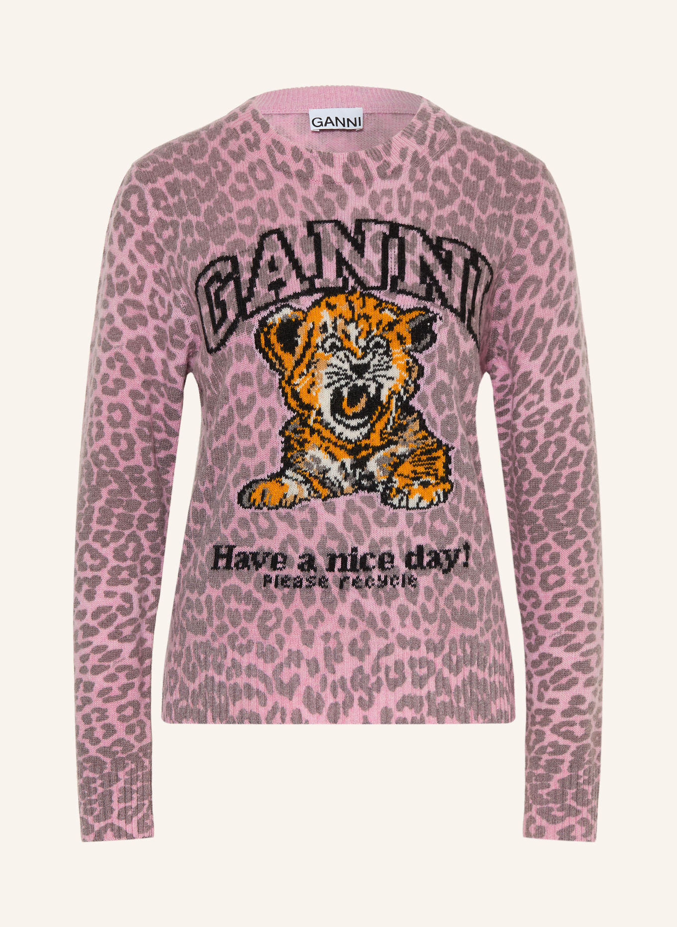 GANNI Pullover: ROSA / DUNKELGRAU / ORANGE