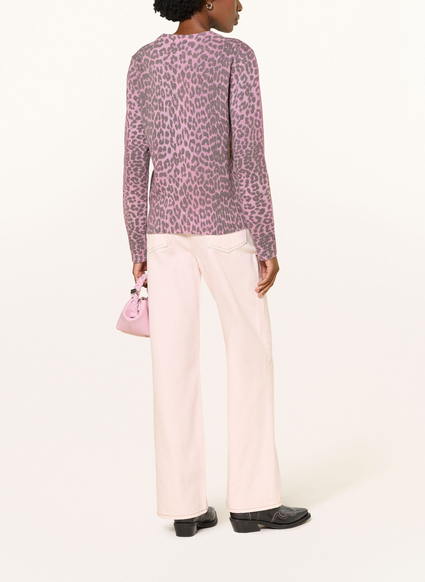 GANNI Pullover: ROSA / DUNKELGRAU / ORANGE