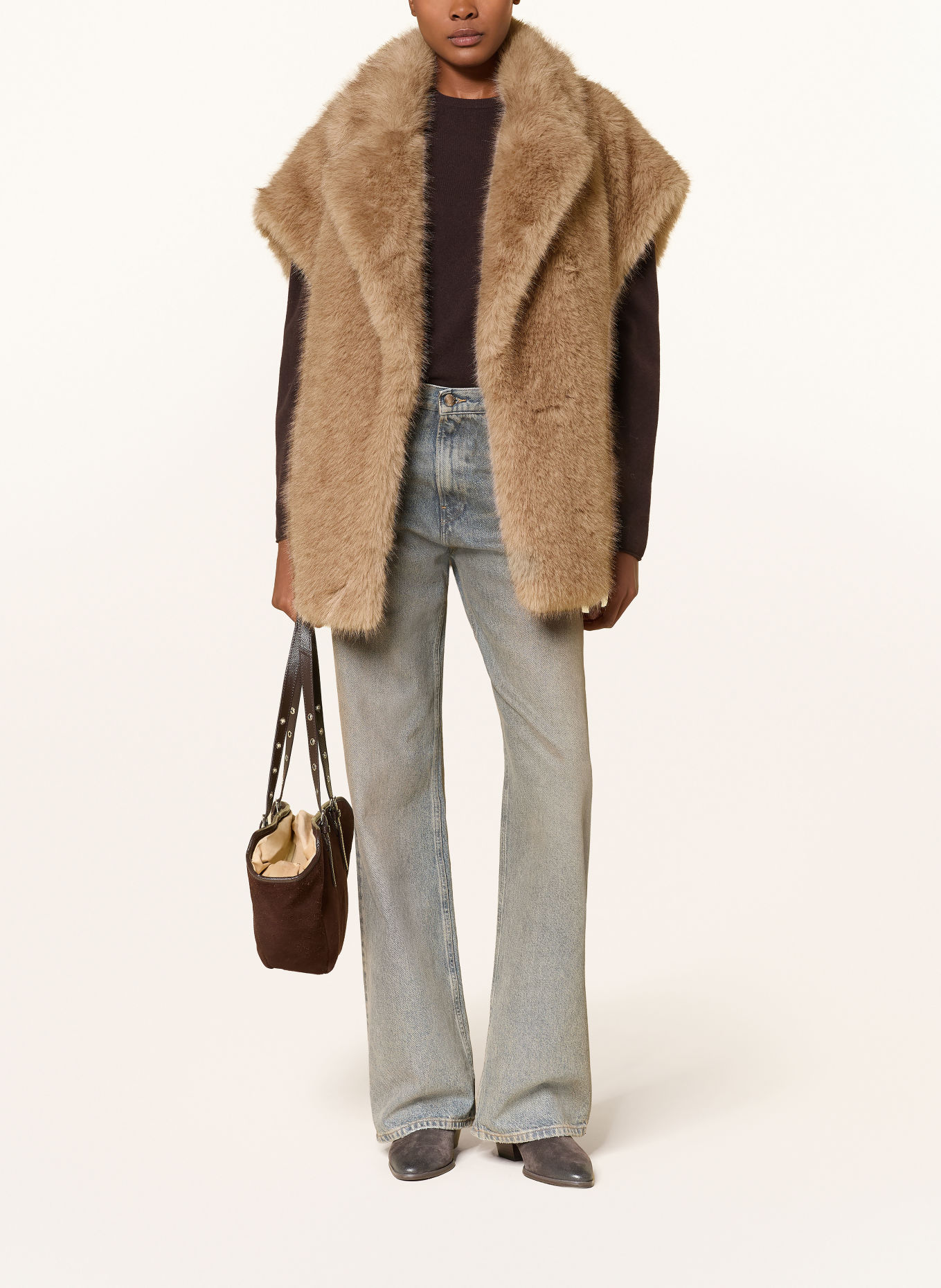 STAND STUDIO KINLEY Faux Fur Vest: BEIGE