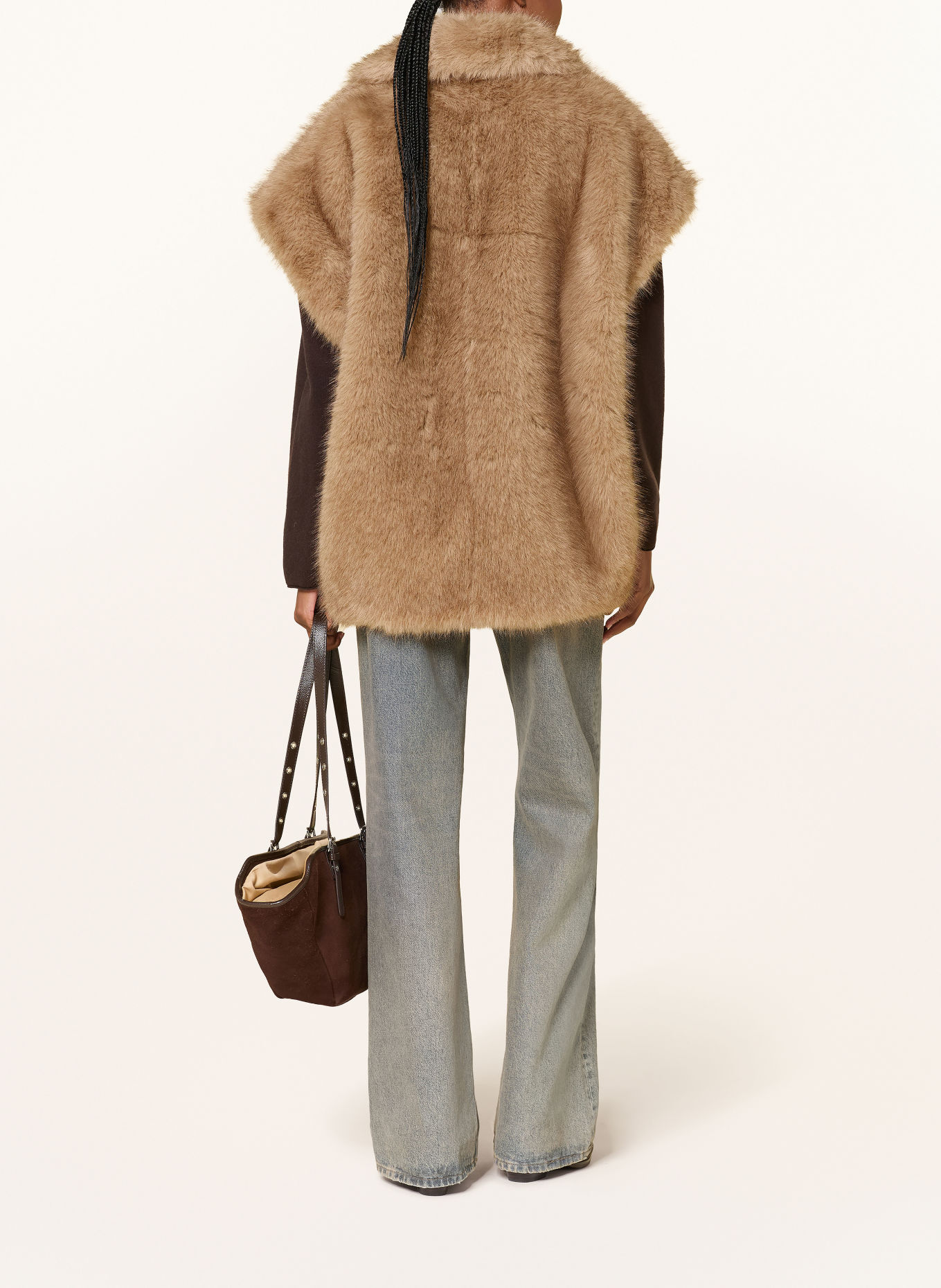 STAND STUDIO KINLEY Faux Fur Vest: BEIGE