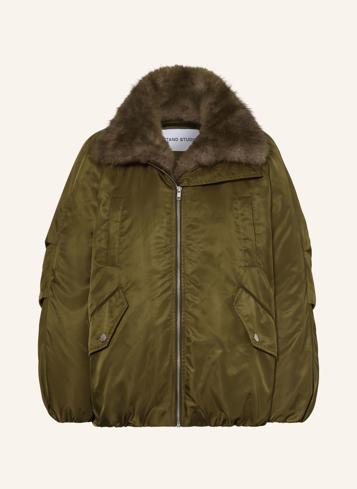 STAND STUDIO Blouson THILDA mit abnehmbarem Kunstfell: KHAKI