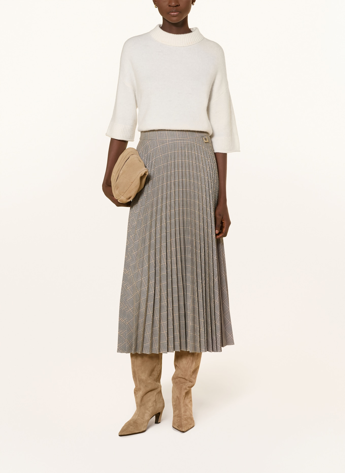 JOOP! Plisseerock SILVANA: GRAU / CREME / DUNKELGELB