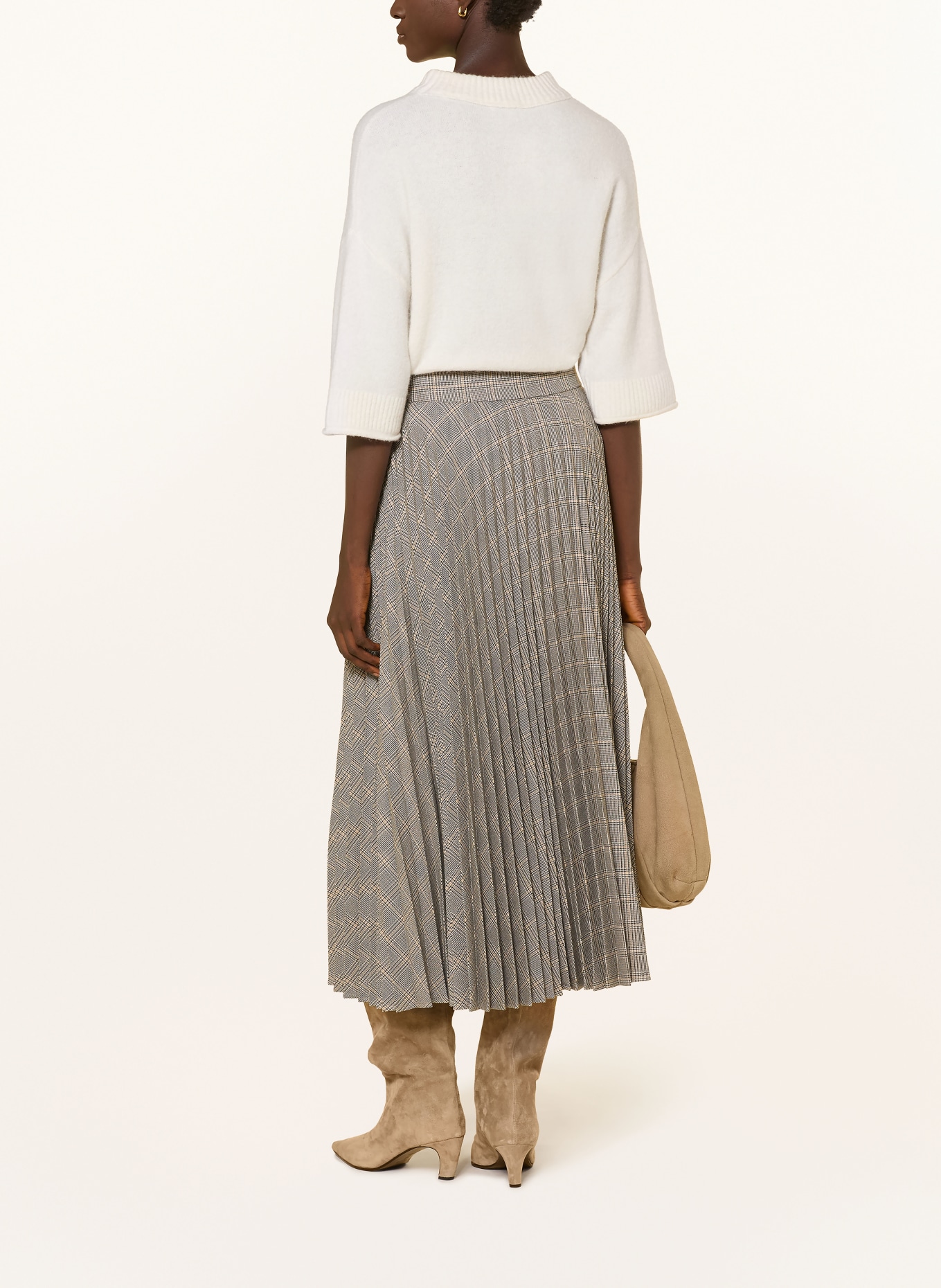 JOOP! Plisseerock SILVANA: GRAU / CREME / DUNKELGELB