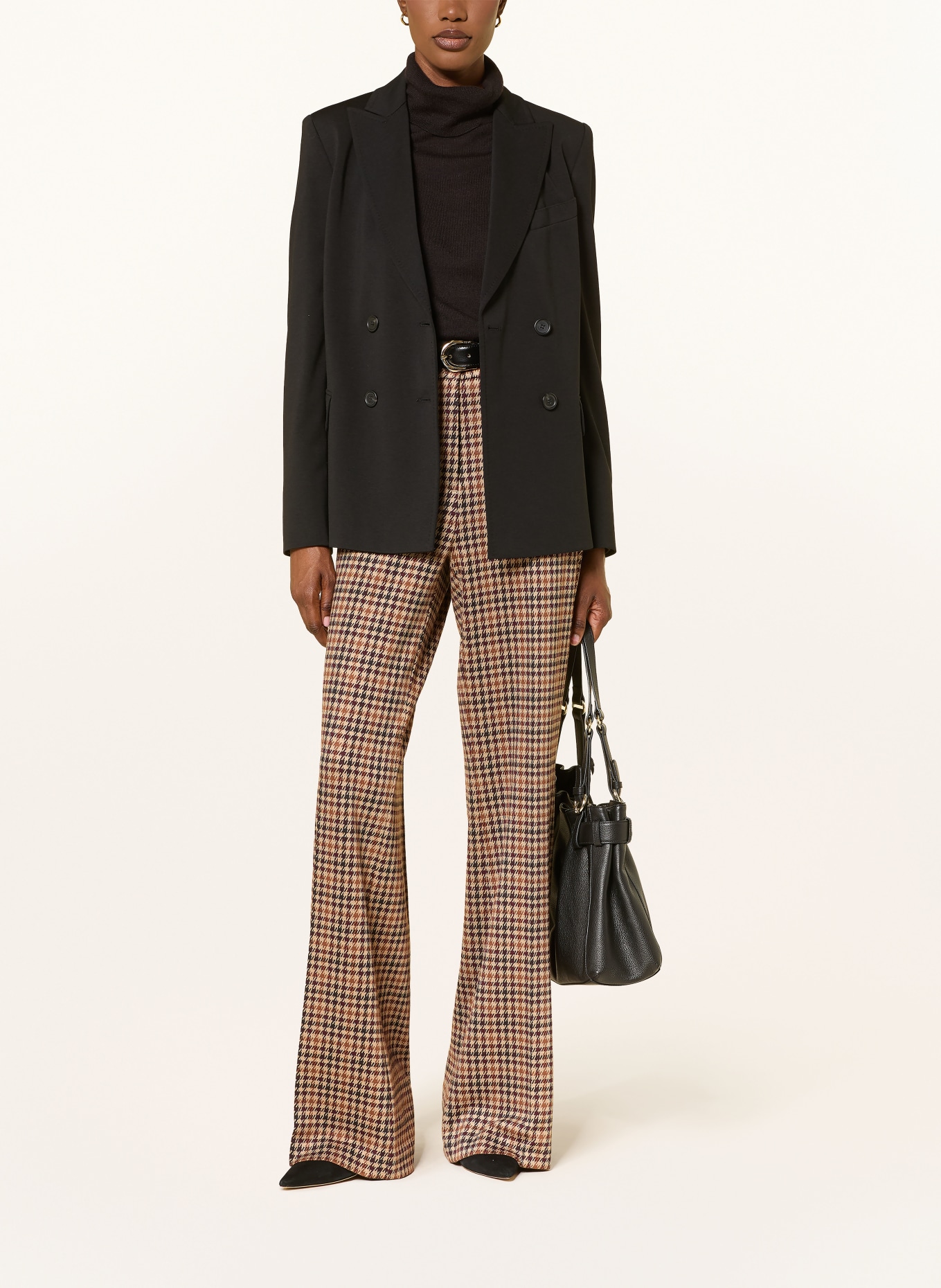 CAMBIO Pantalon en jersey FAMOUS: MARRON / MARRON FONCÉ / BEIGE
