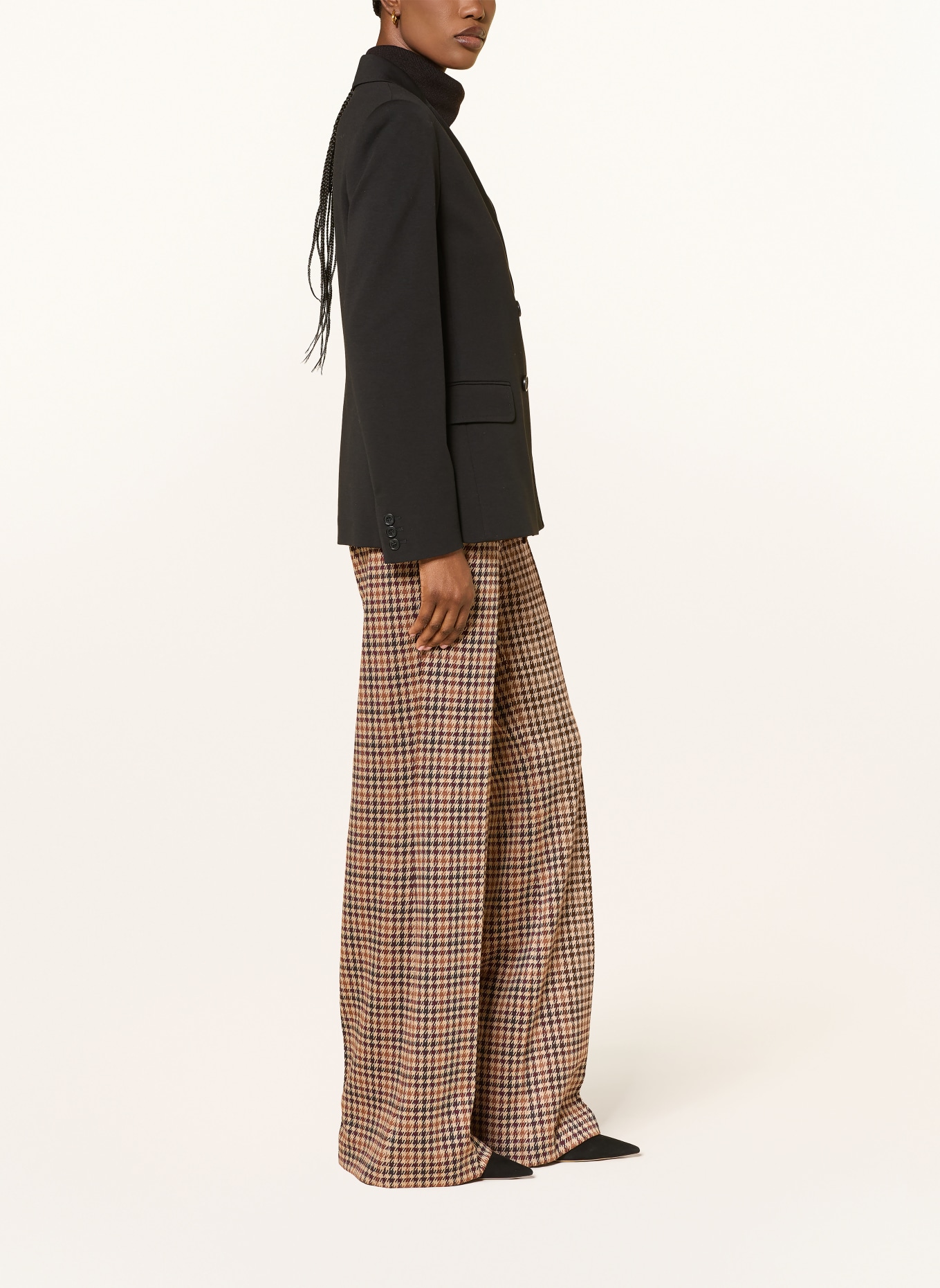 CAMBIO Pantalon en jersey FAMOUS: MARRON / MARRON FONCÉ / BEIGE