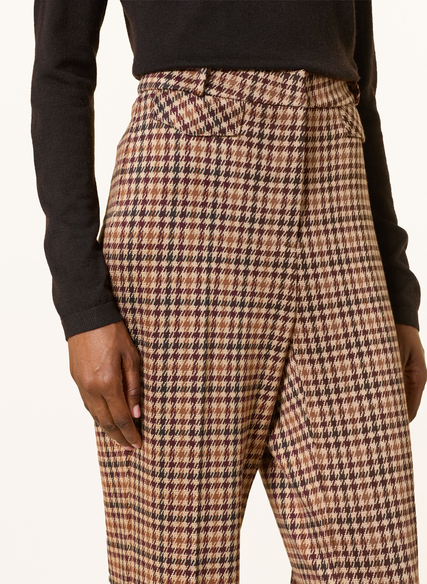 CAMBIO Pantalon en jersey FAMOUS: MARRON / MARRON FONCÉ / BEIGE