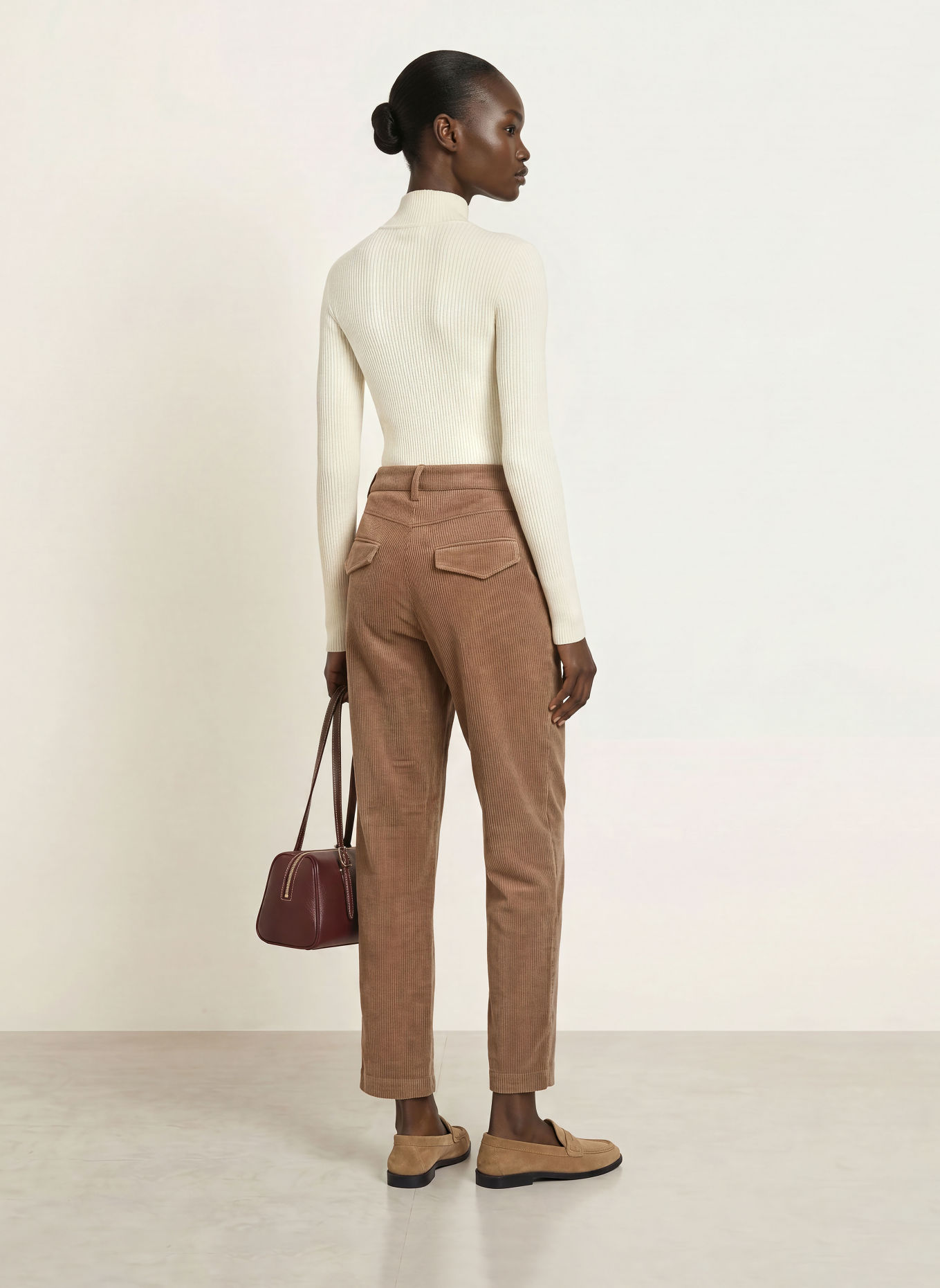 CAMBIO Pantalon en velours côtelé ORTENSIA: MARRON CLAIR