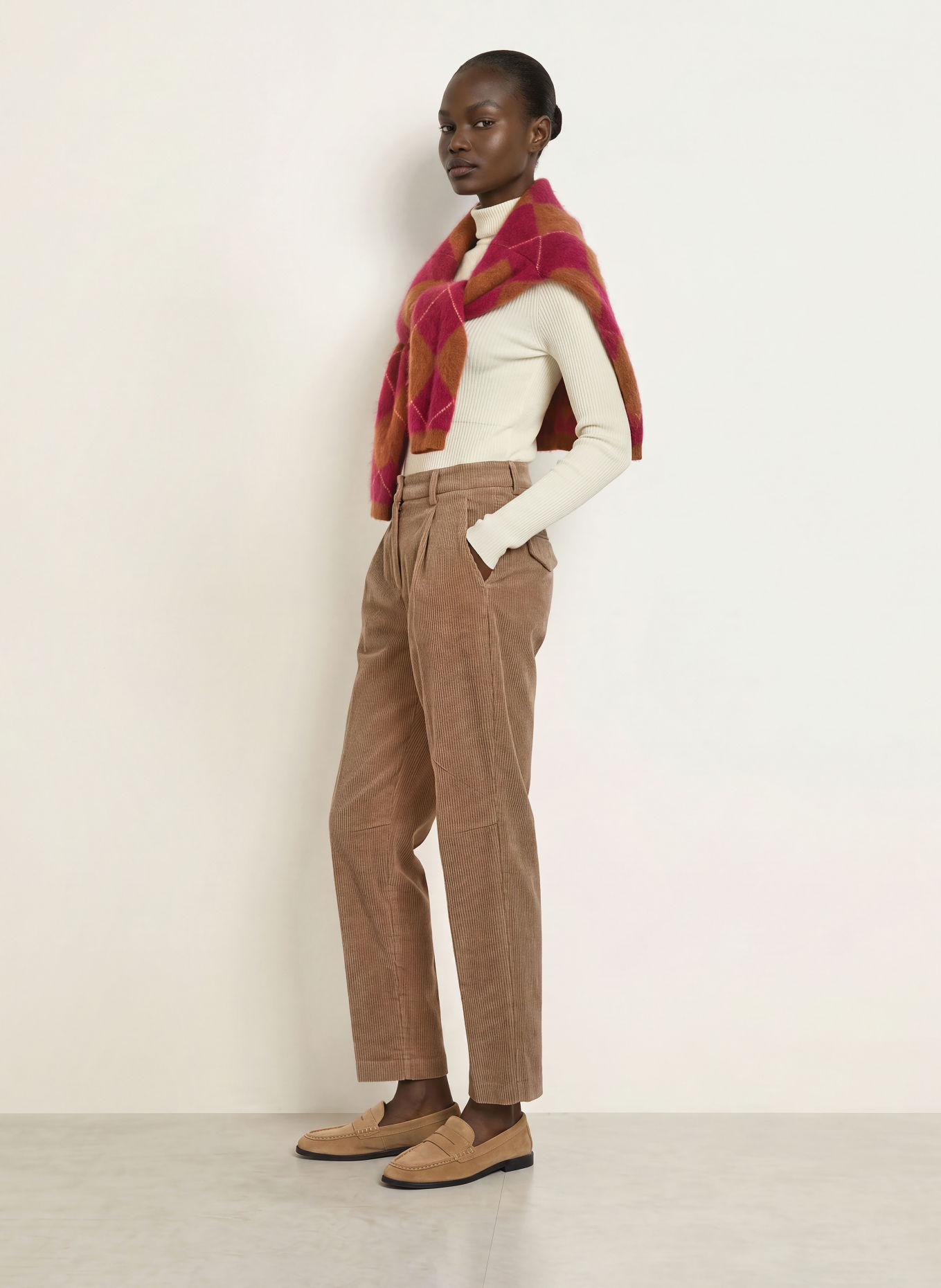 CAMBIO Pantalon en velours côtelé ORTENSIA: MARRON CLAIR