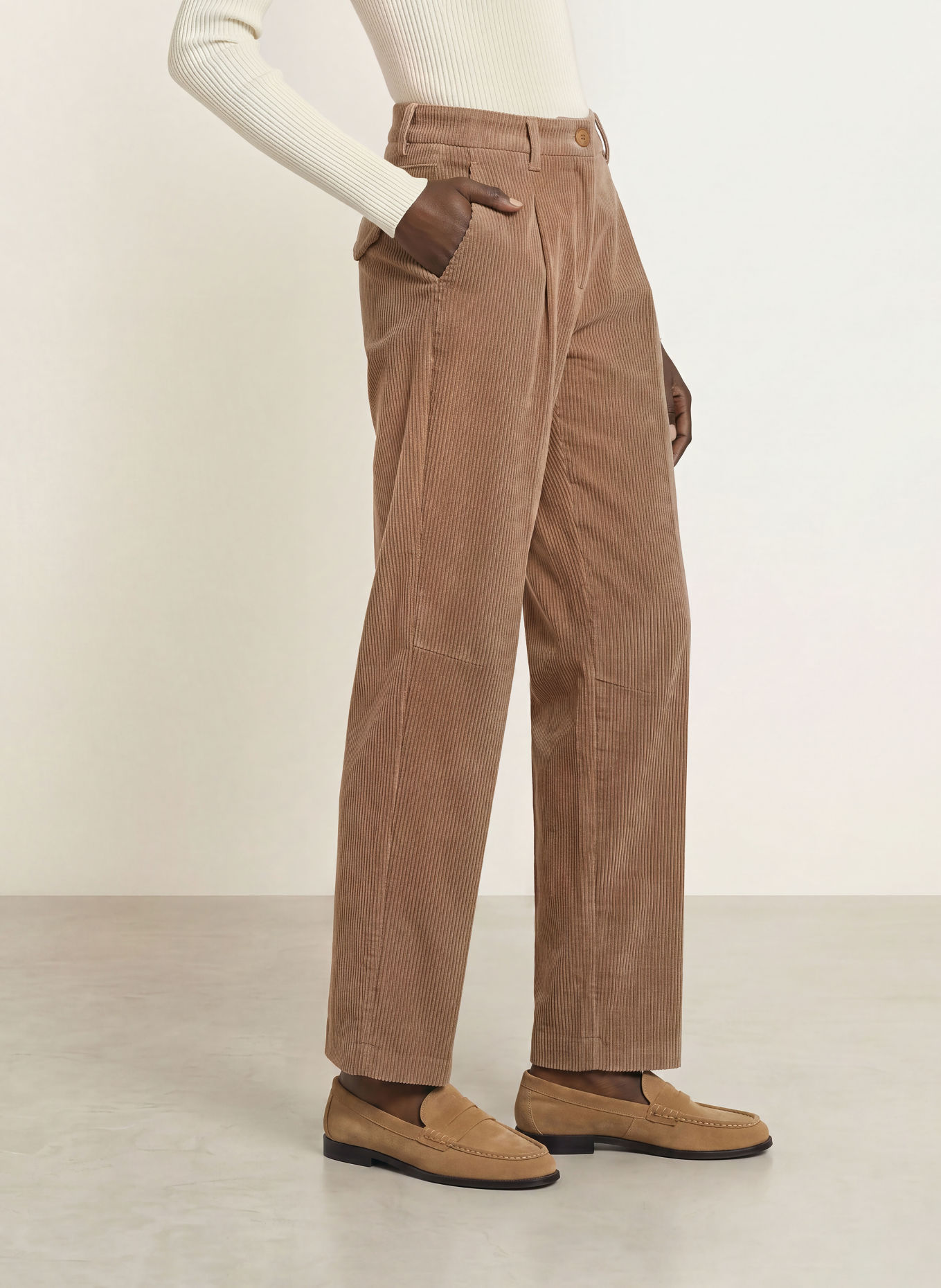 CAMBIO Pantalon en velours côtelé ORTENSIA: MARRON CLAIR