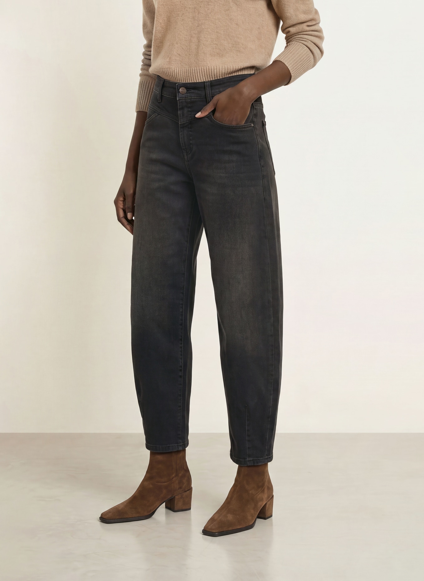 CAMBIO ELIN Barrel-leg jeans: 5410 lefthand brown overdyed