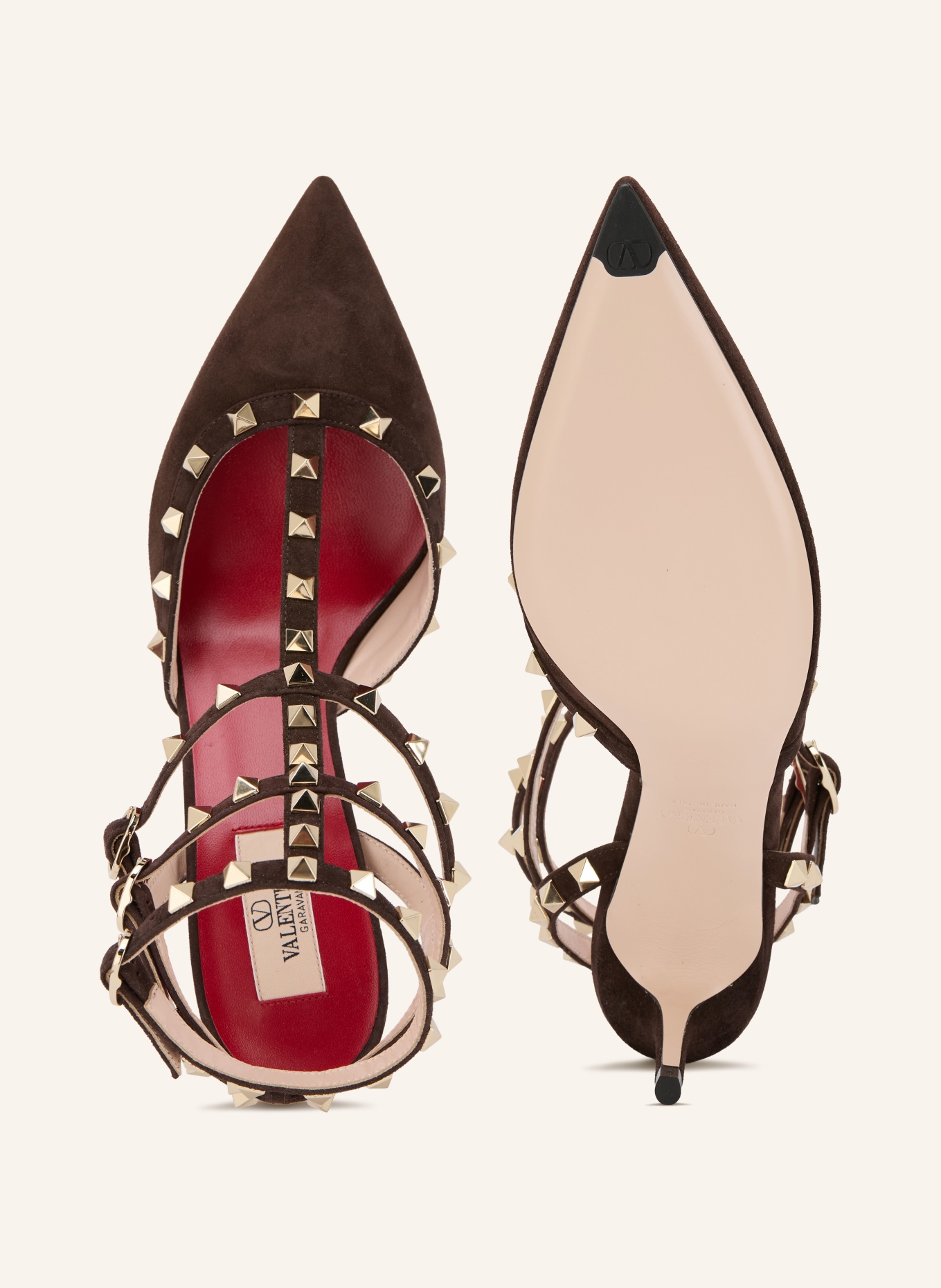 VALENTINO GARAVANI ROCKSTUD Slingback pumps with Studs: DARK BROWN