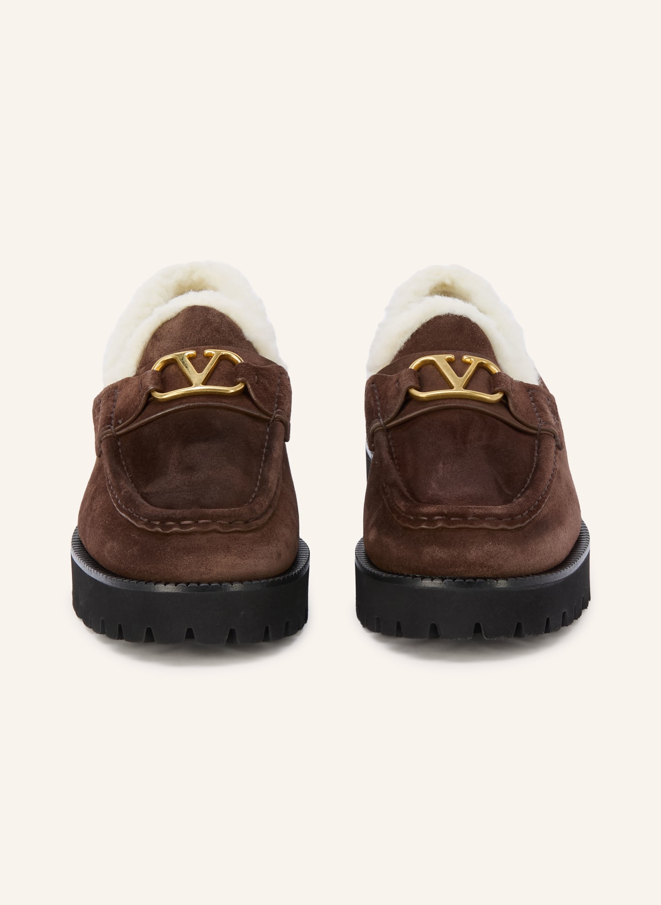 VALENTINO GARAVANI VLOGO SIGNATURE Loafers: BROWN / CREAM