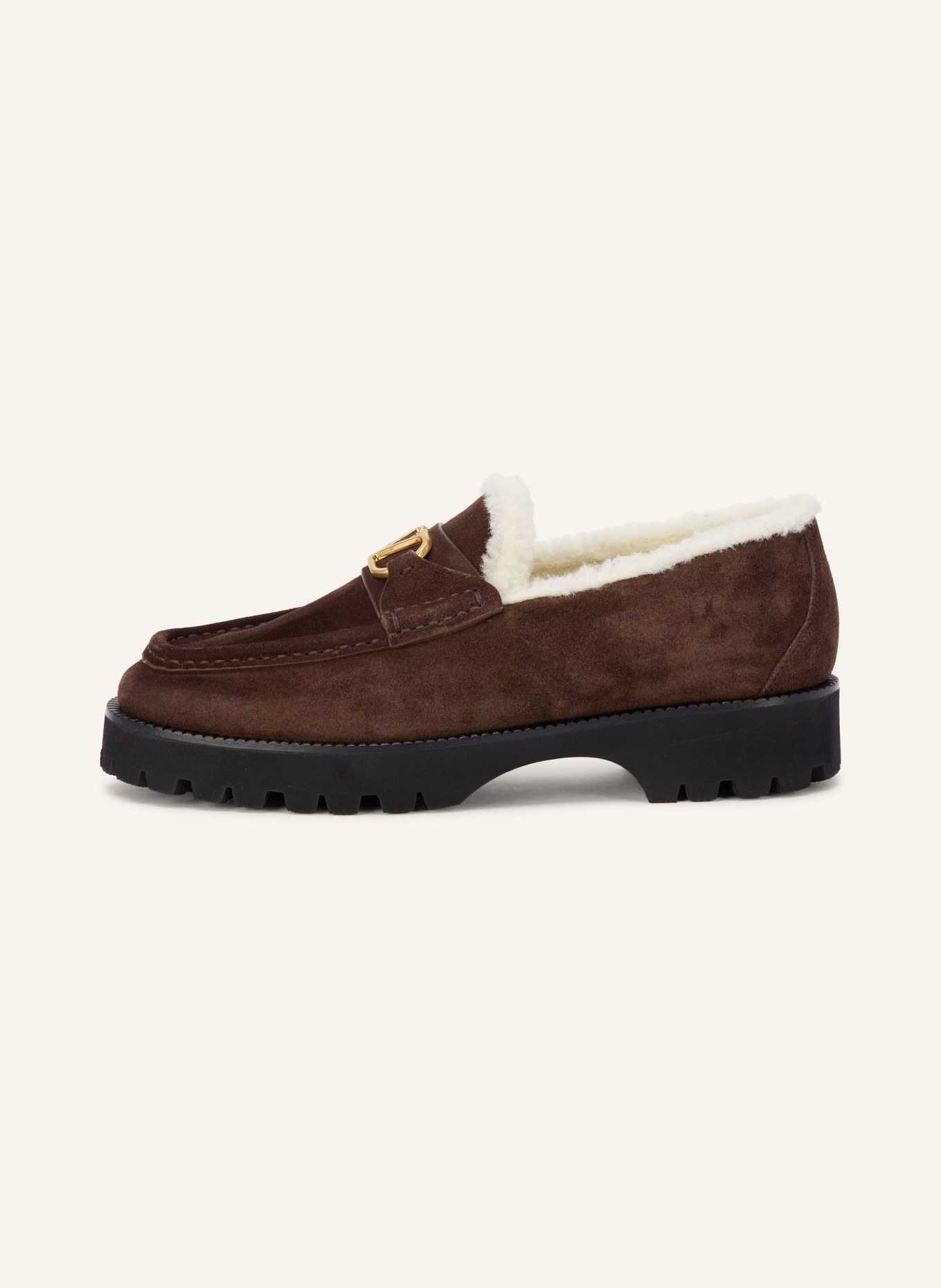 VALENTINO GARAVANI VLOGO SIGNATURE Loafers: BROWN / CREAM