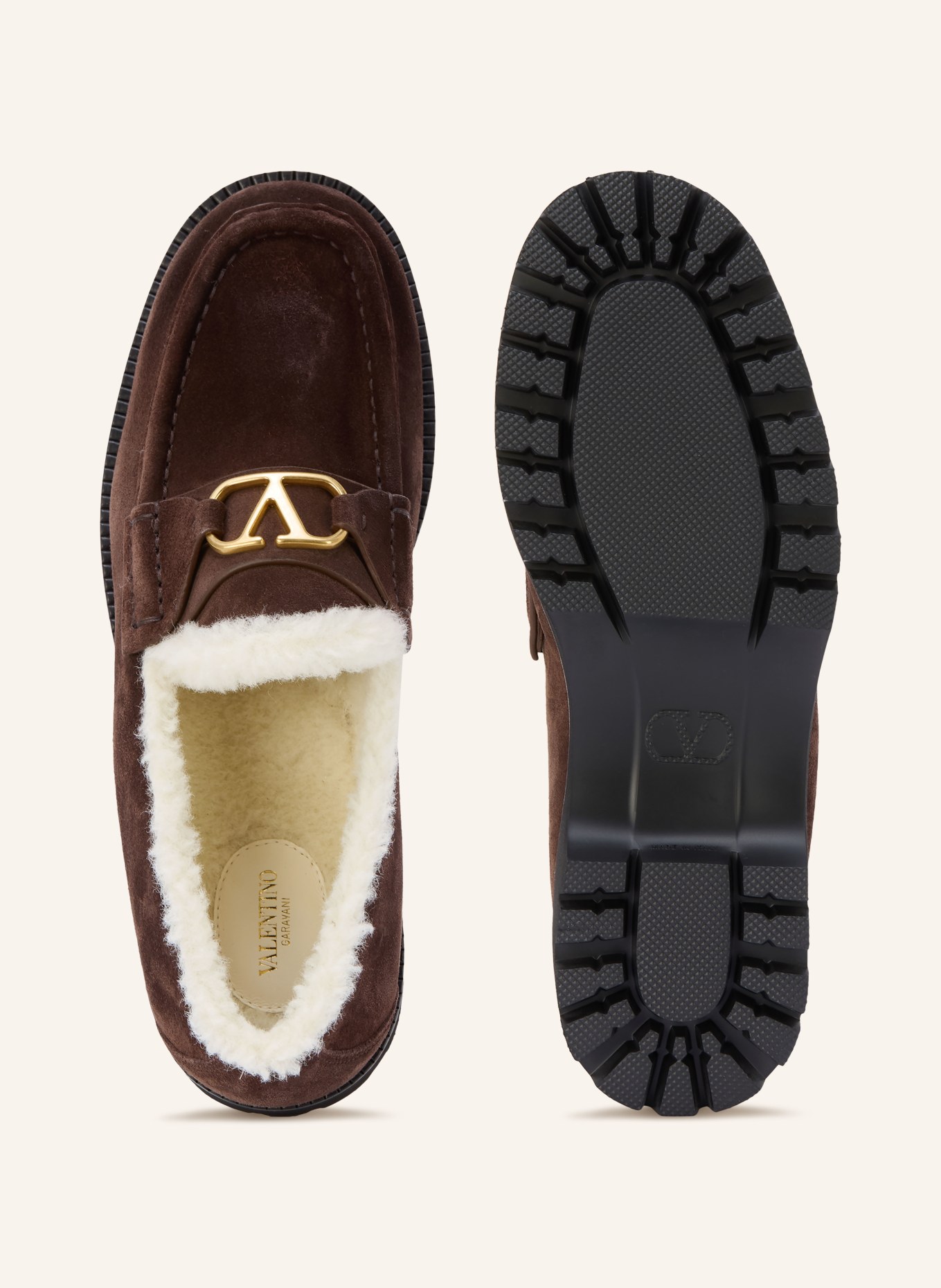 VALENTINO GARAVANI VLOGO SIGNATURE Loafers: BROWN / CREAM