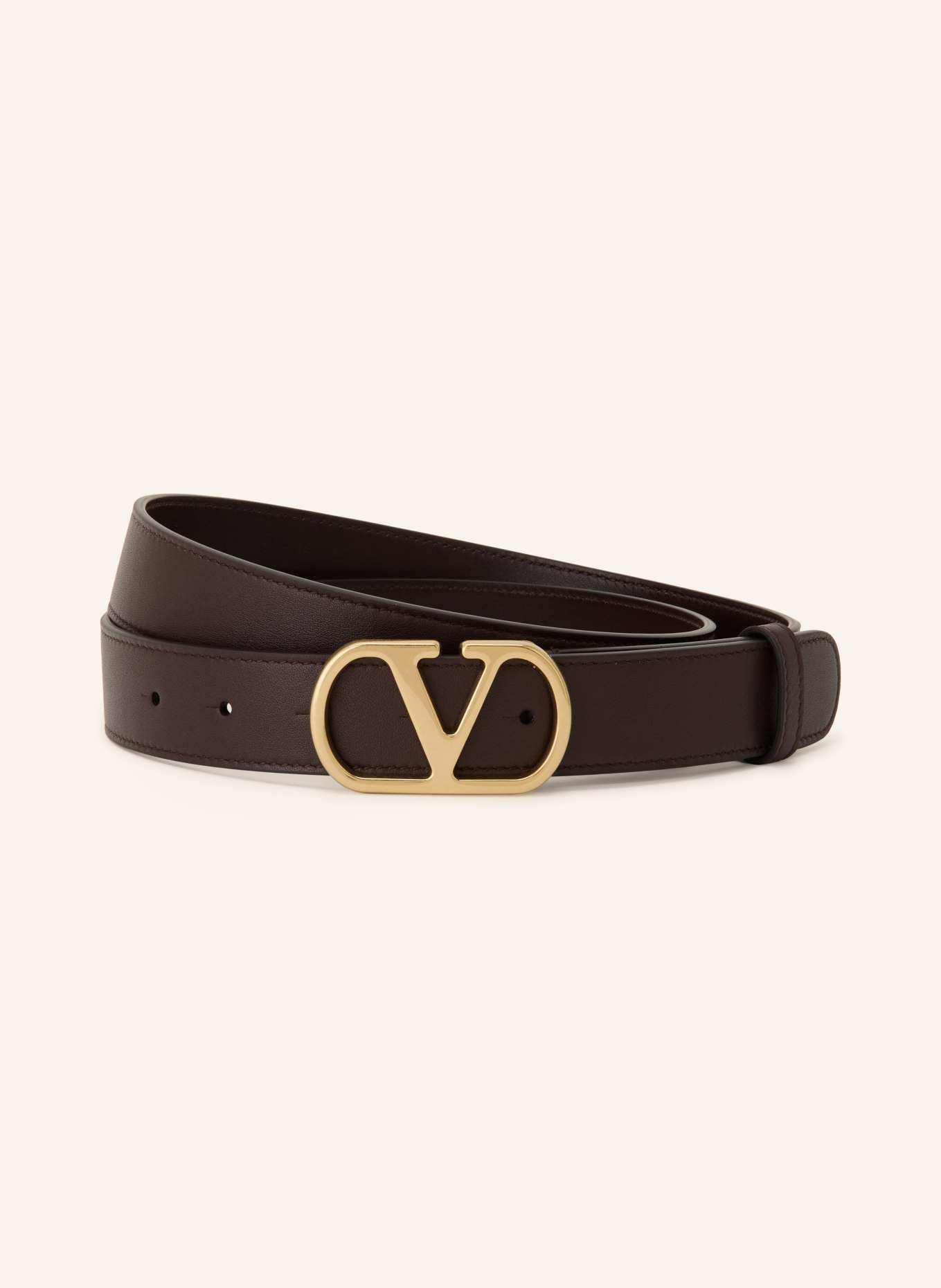 VALENTINO GARAVANI Ledergürtel VLOGO SIGNATURE: DUNKELBRAUN / GOLD