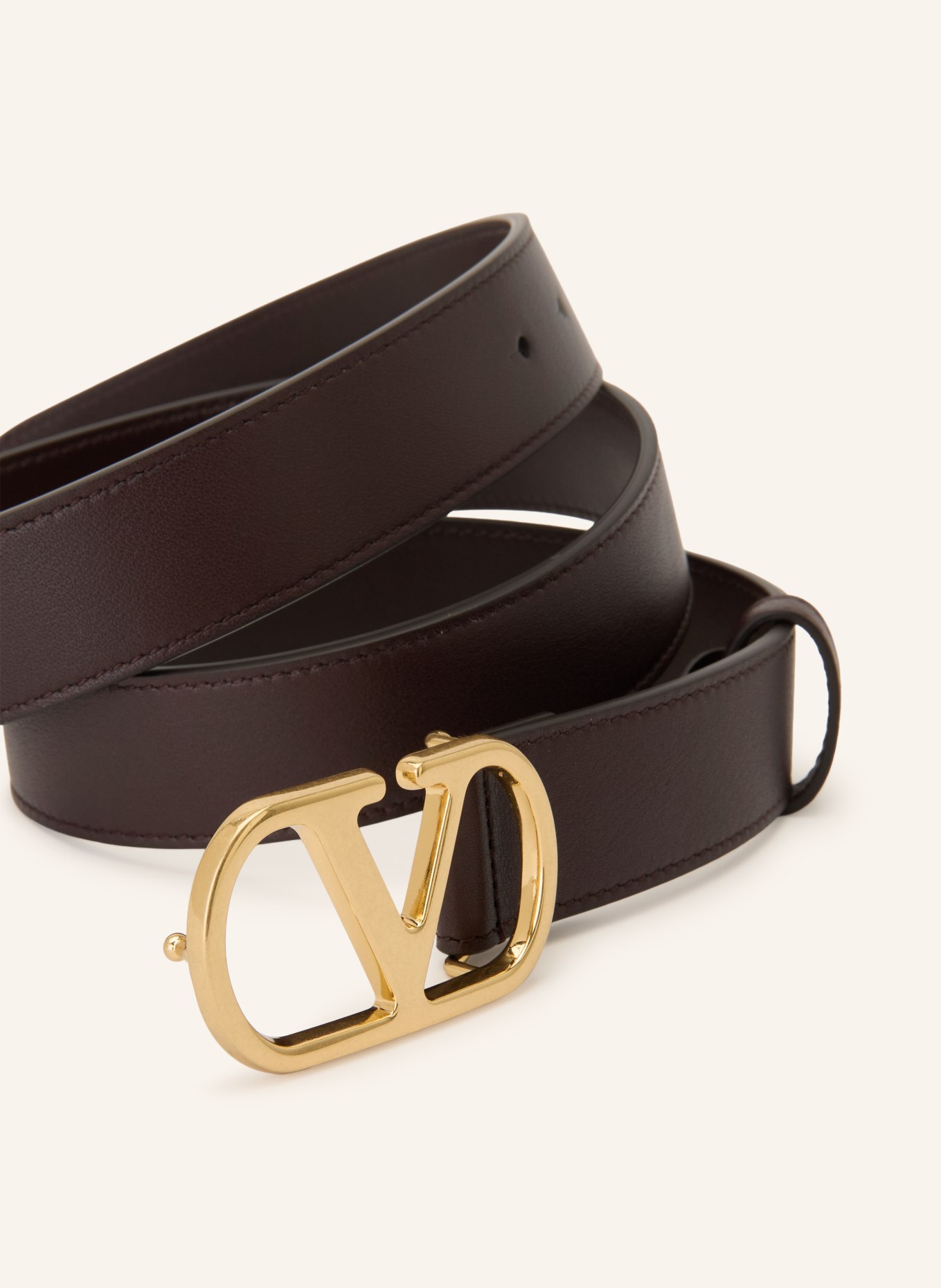 VALENTINO GARAVANI Ledergürtel VLOGO SIGNATURE: DUNKELBRAUN / GOLD