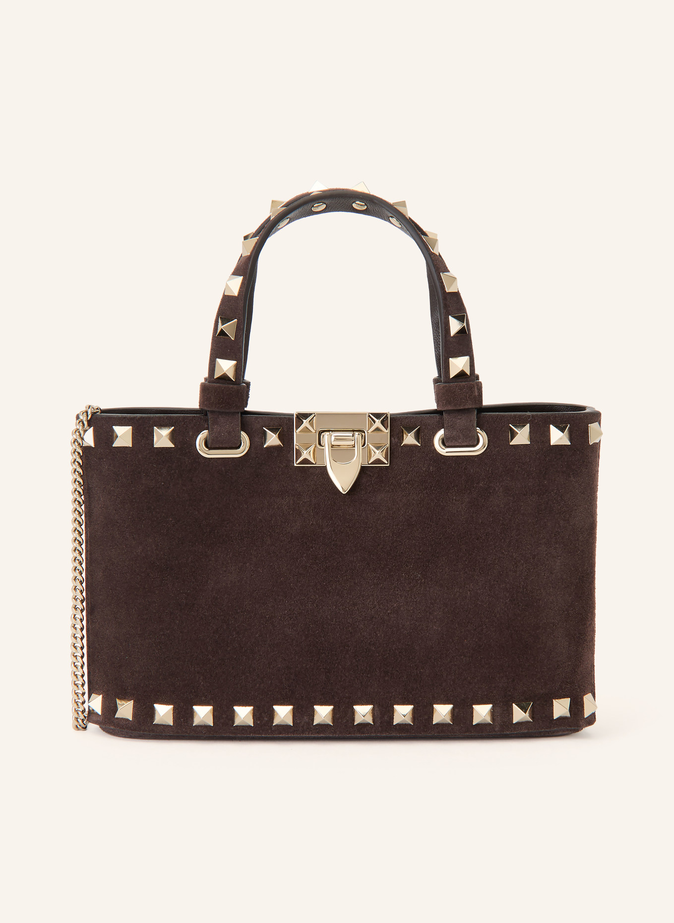 VALENTINO GARAVANI Umhängetasche ROCKSTUD MINI mit Nieten: DUNKELBRAUN