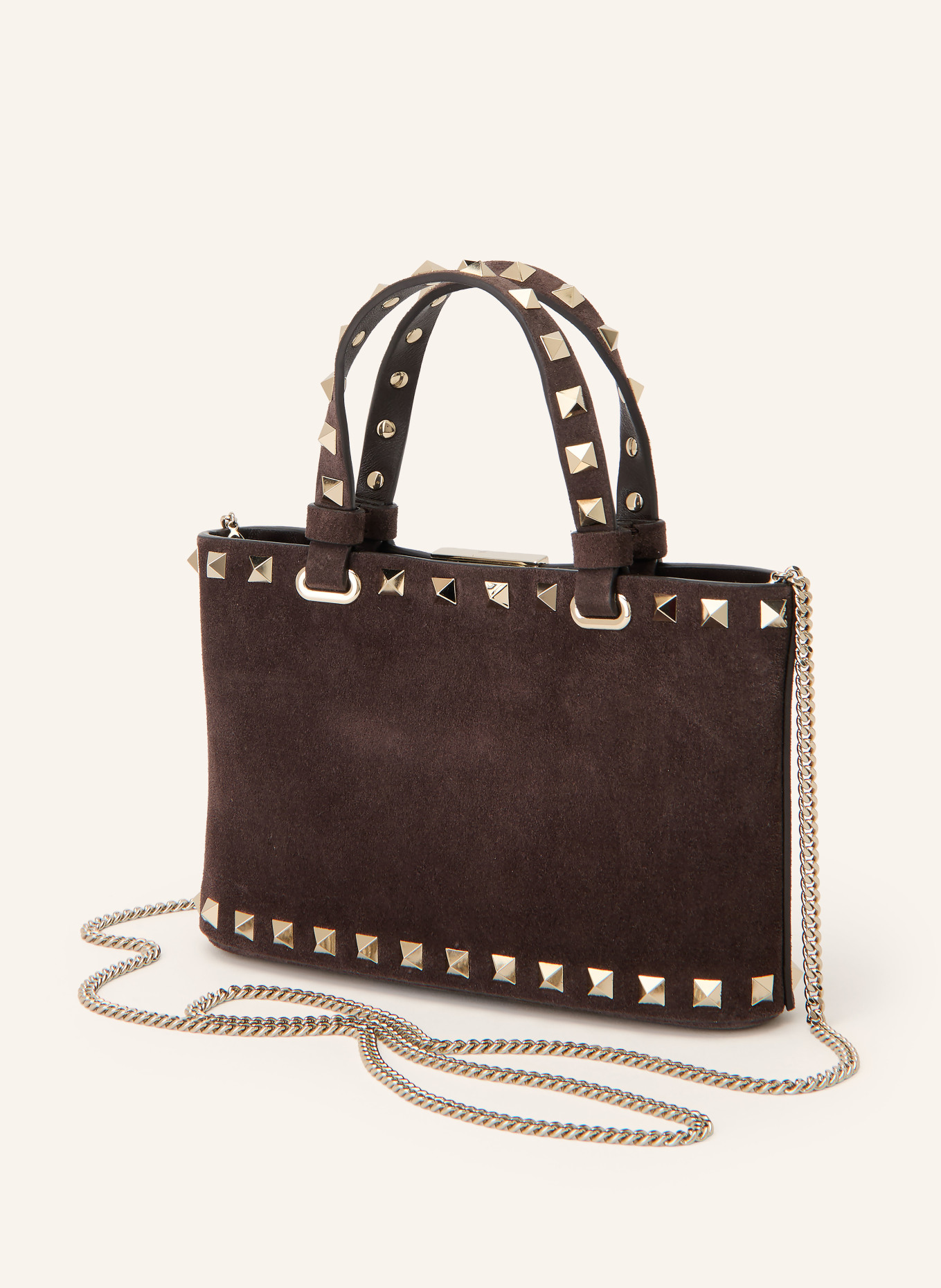 VALENTINO GARAVANI Umhängetasche ROCKSTUD MINI mit Nieten: DUNKELBRAUN