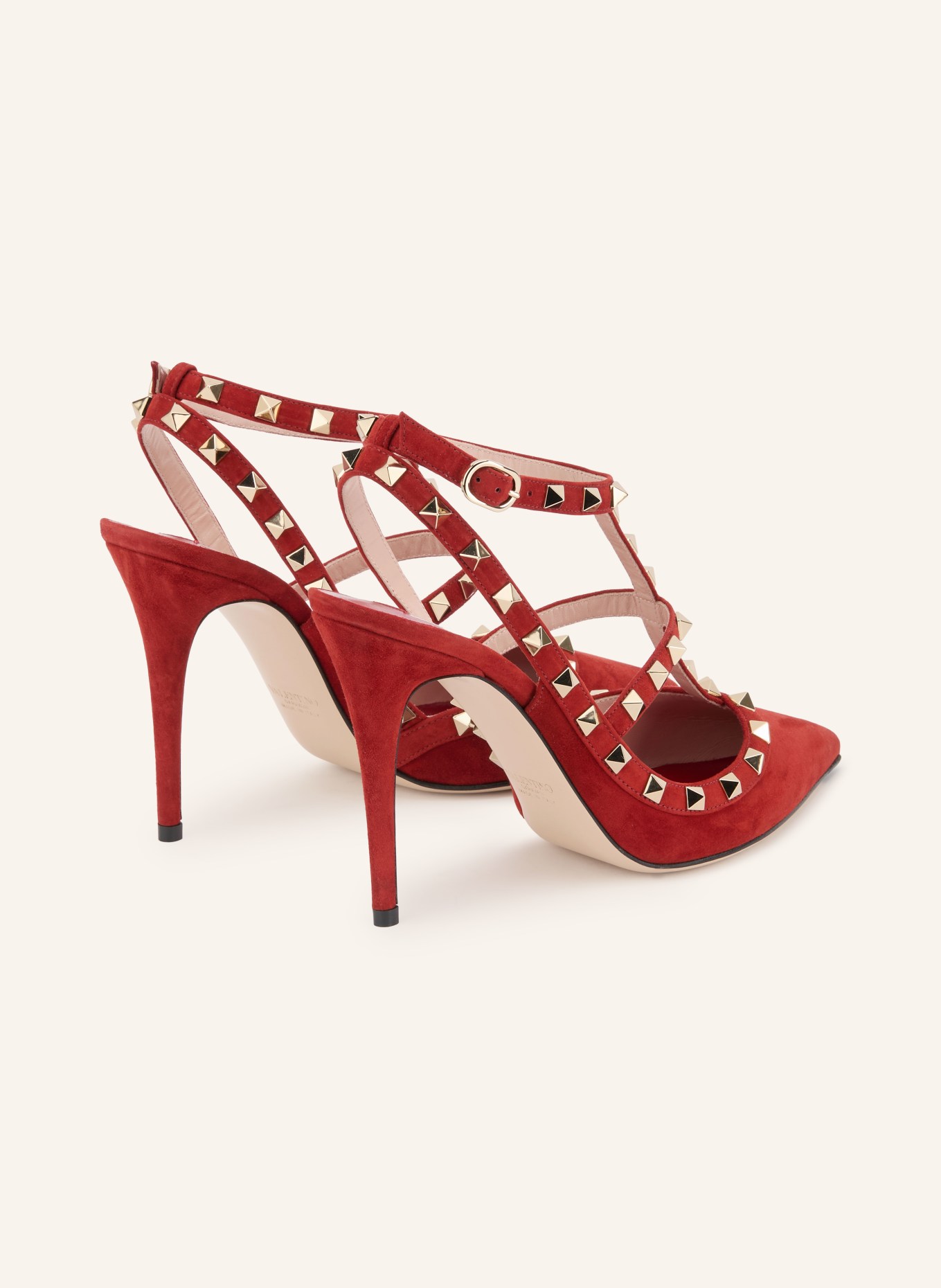 VALENTINO GARAVANI Slingbacks ROCKSTUD avec rivets: ROUGE / OR