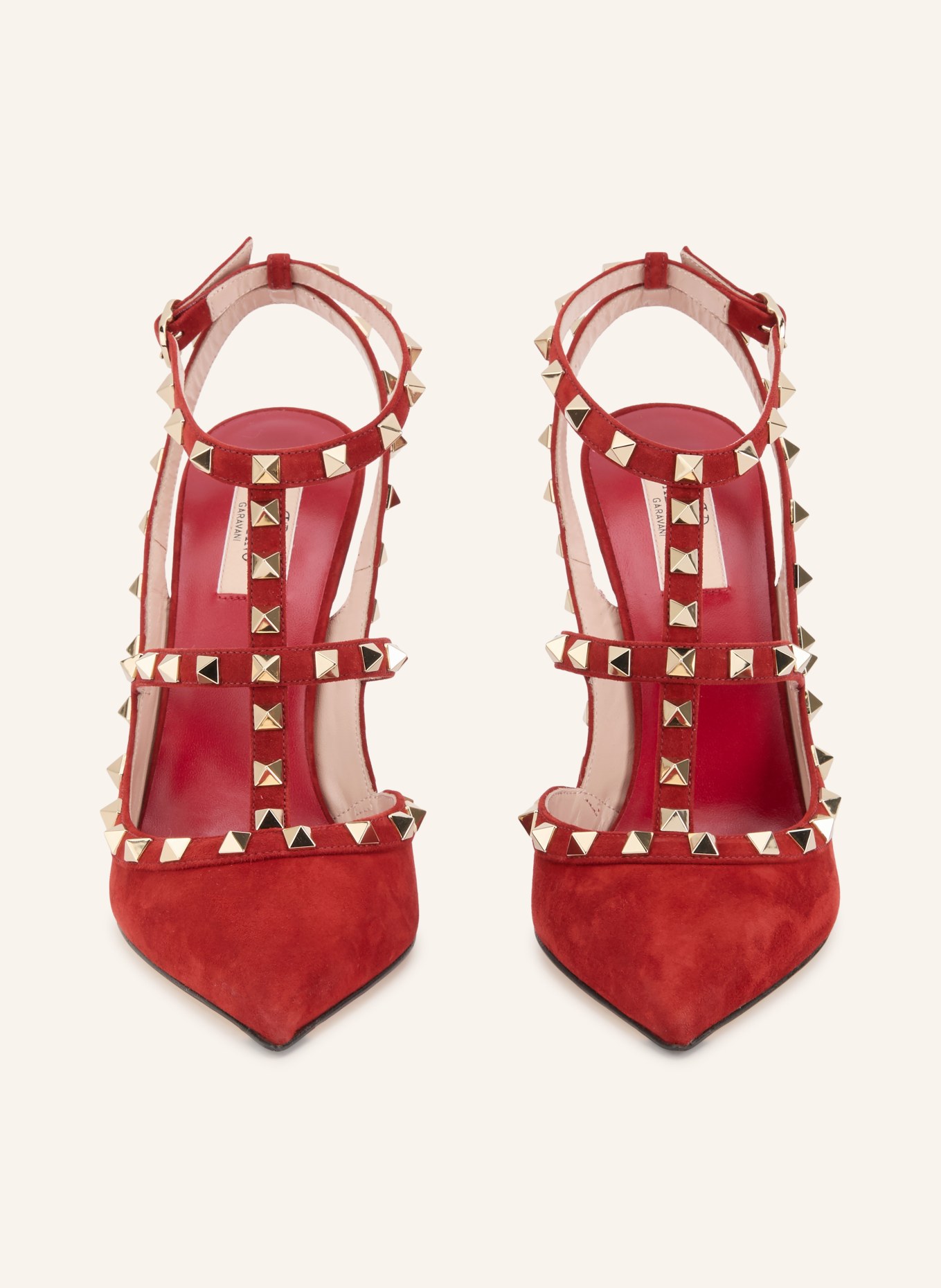 VALENTINO GARAVANI Slingbacks ROCKSTUD avec rivets: ROUGE / OR