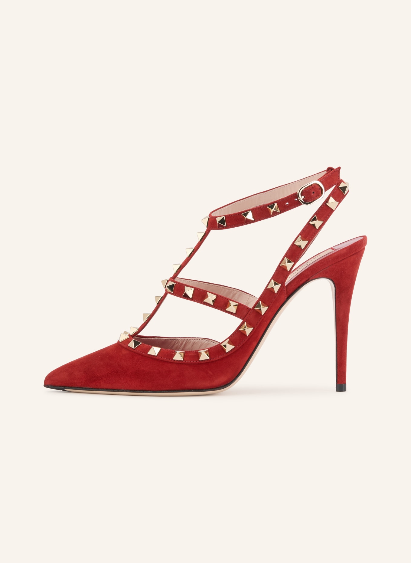 VALENTINO GARAVANI Slingbacks ROCKSTUD avec rivets: ROUGE / OR