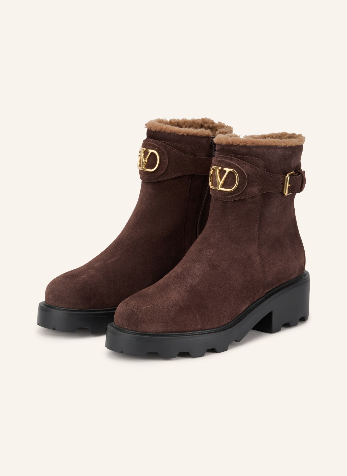 VALENTINO GARAVANI Boots VLOGO SIGNATURE: MARRON FONCÉ / OR