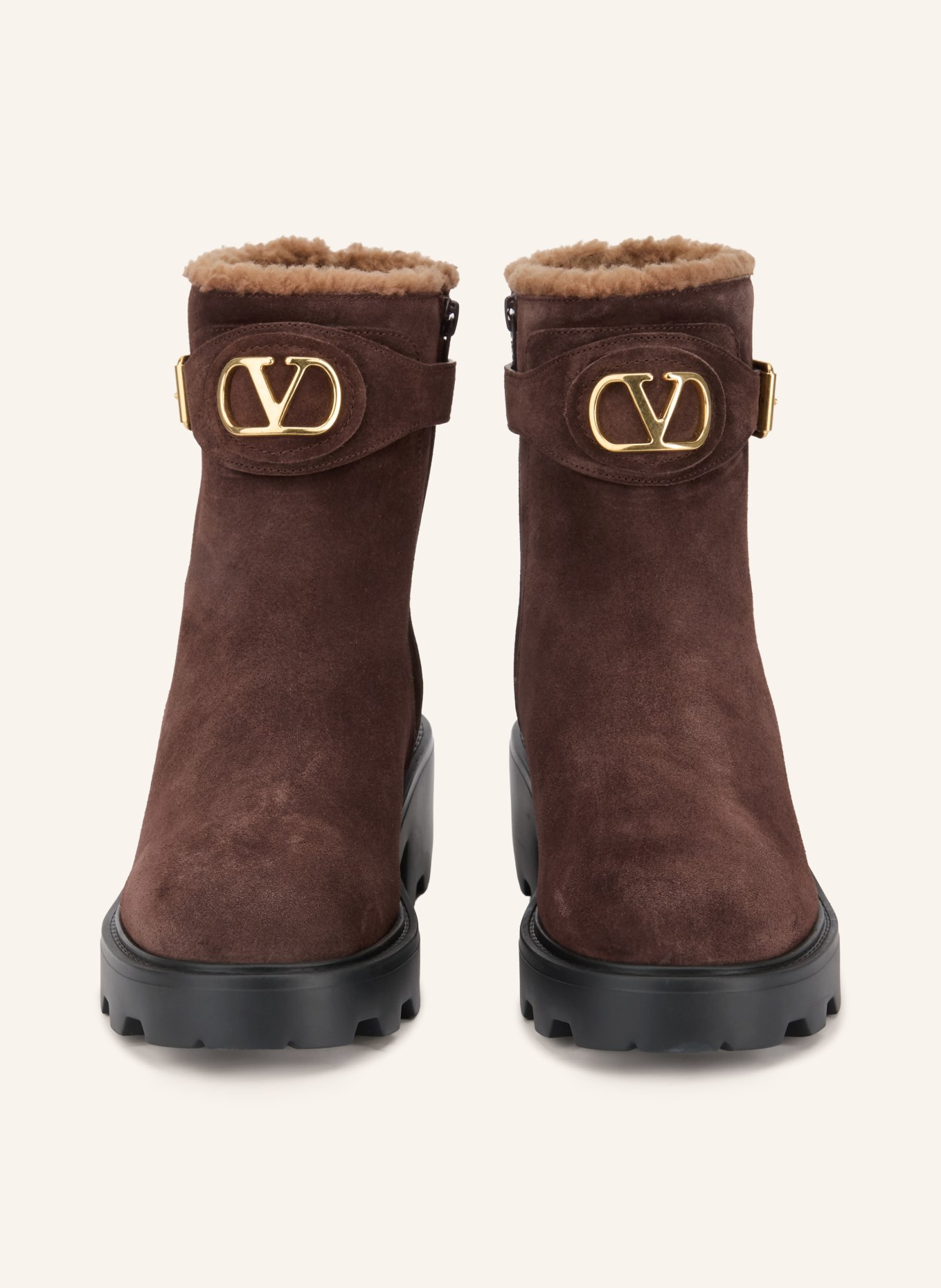 VALENTINO GARAVANI Boots VLOGO SIGNATURE: MARRON FONCÉ / OR
