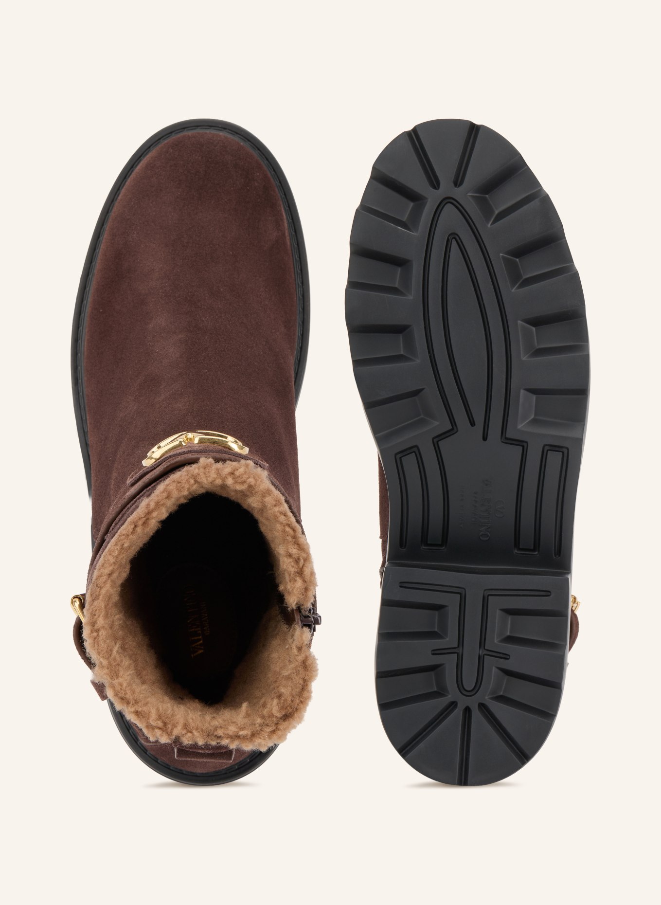 VALENTINO GARAVANI Boots VLOGO SIGNATURE: MARRON FONCÉ / OR