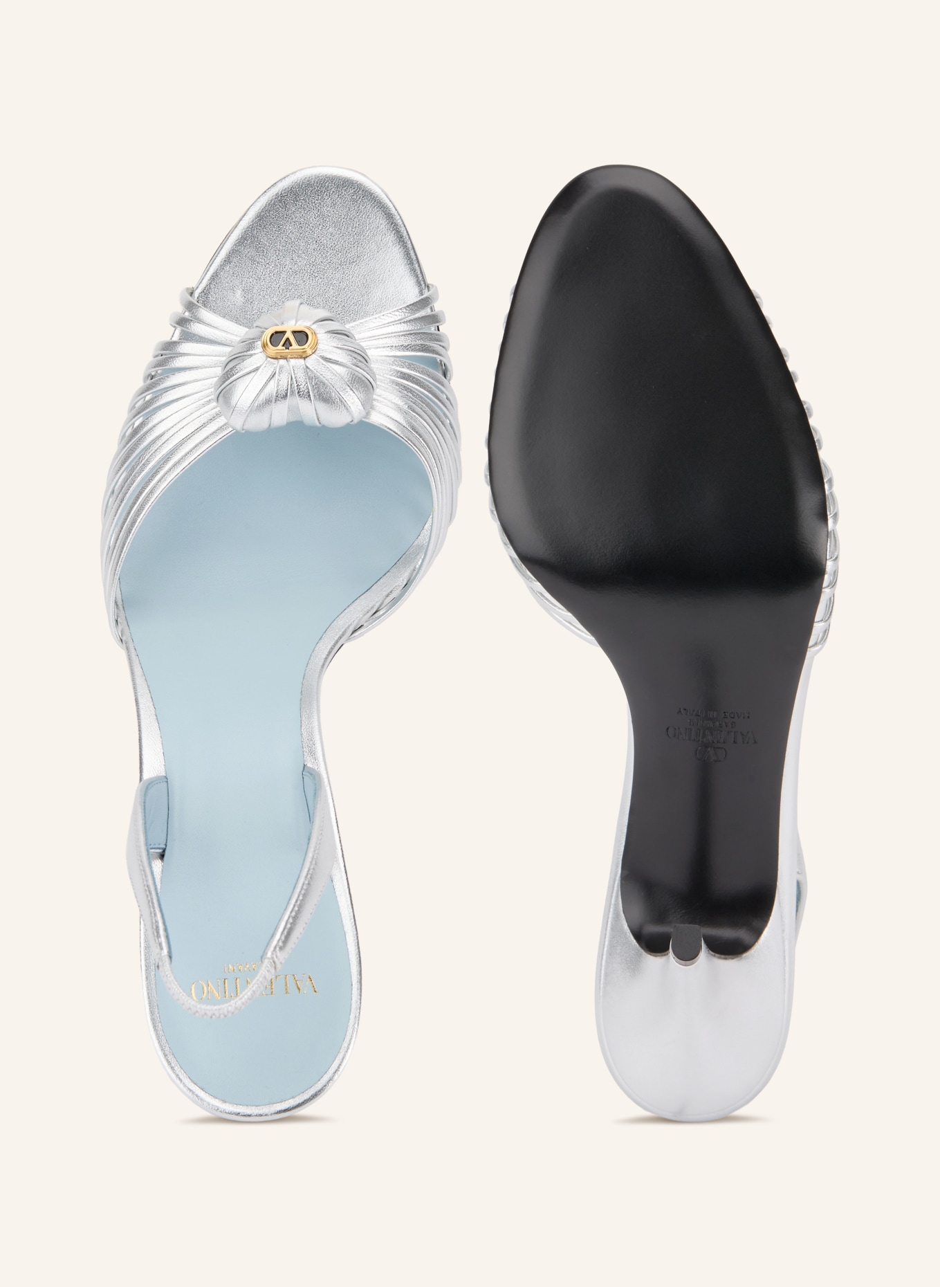 VALENTINO GARAVANI COEUR ROYAL Slingback Pumps: SILVER