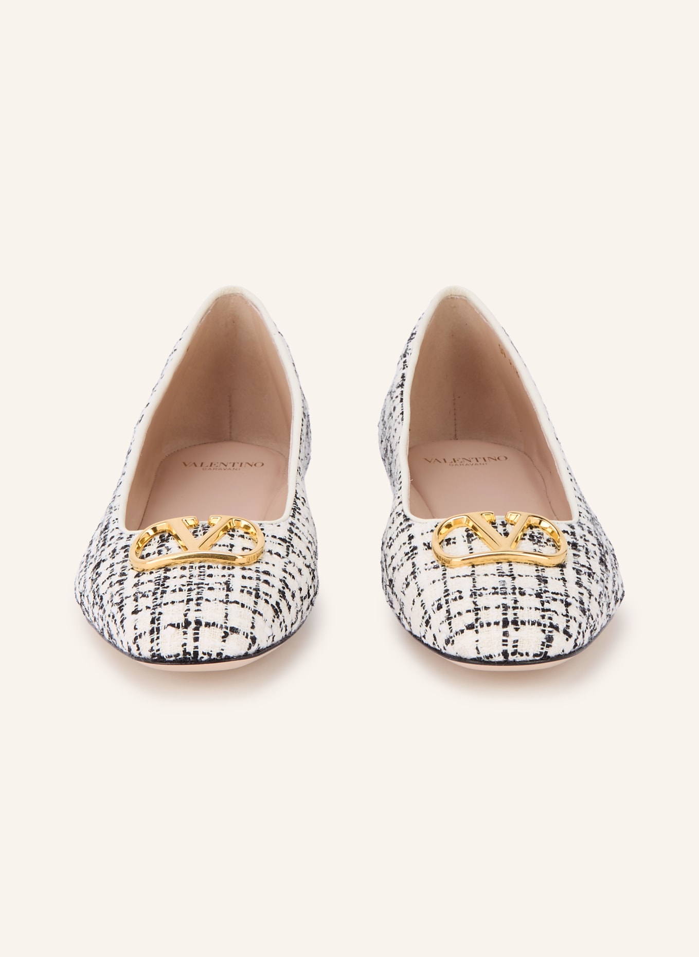 VALENTINO GARAVANI VLOGO SIGNATURE Ballerinas: WHITE / GOLD / BLACK