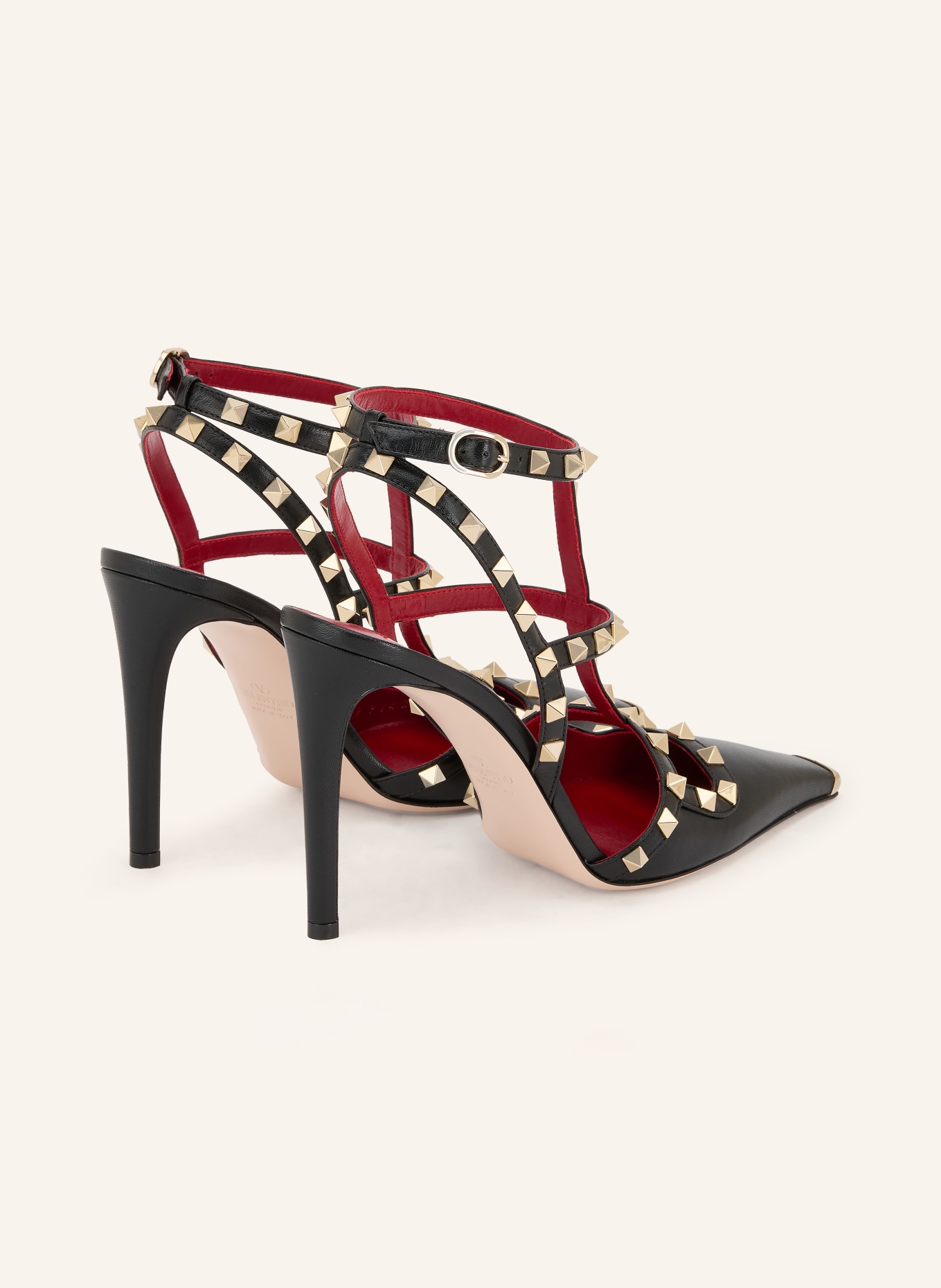 VALENTINO GARAVANI Slingpumps ROCKSTUD s cvočky: ČERNÁ / ZLATÁ