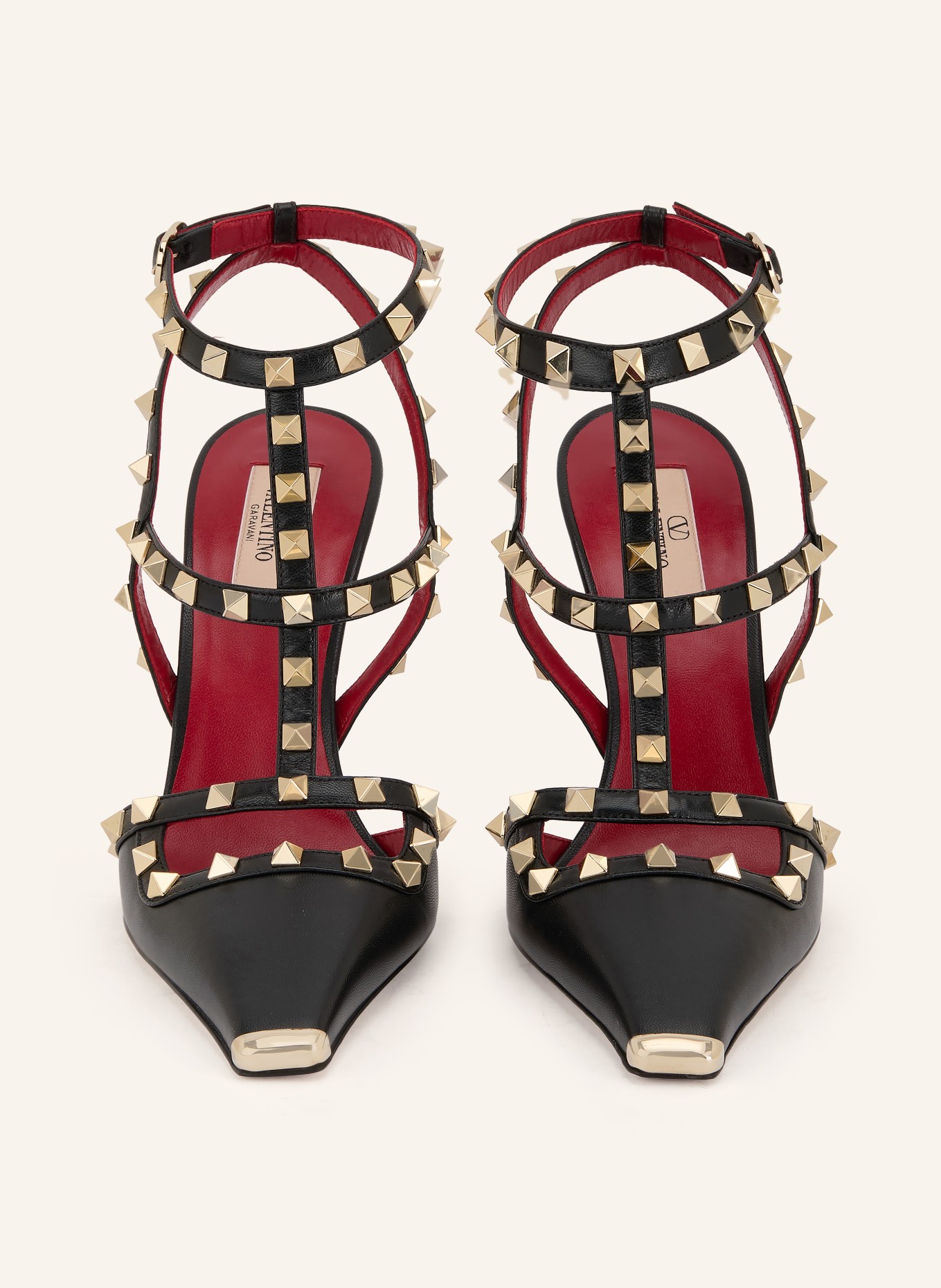 VALENTINO GARAVANI Slingpumps ROCKSTUD s cvočky: ČERNÁ / ZLATÁ