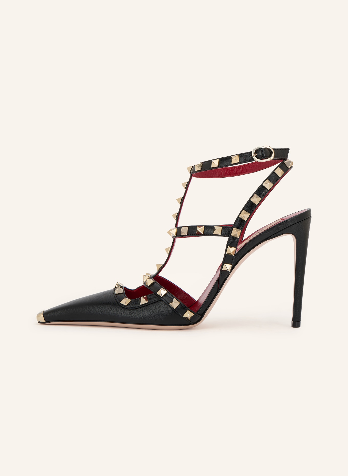 VALENTINO GARAVANI Slingpumps ROCKSTUD s cvočky: ČERNÁ / ZLATÁ