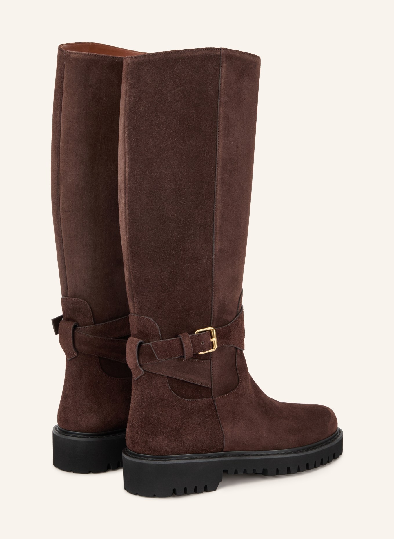 VALENTINO GARAVANI Bottes VLOGO SIGNATURE: MARRON FONCÉ / OR